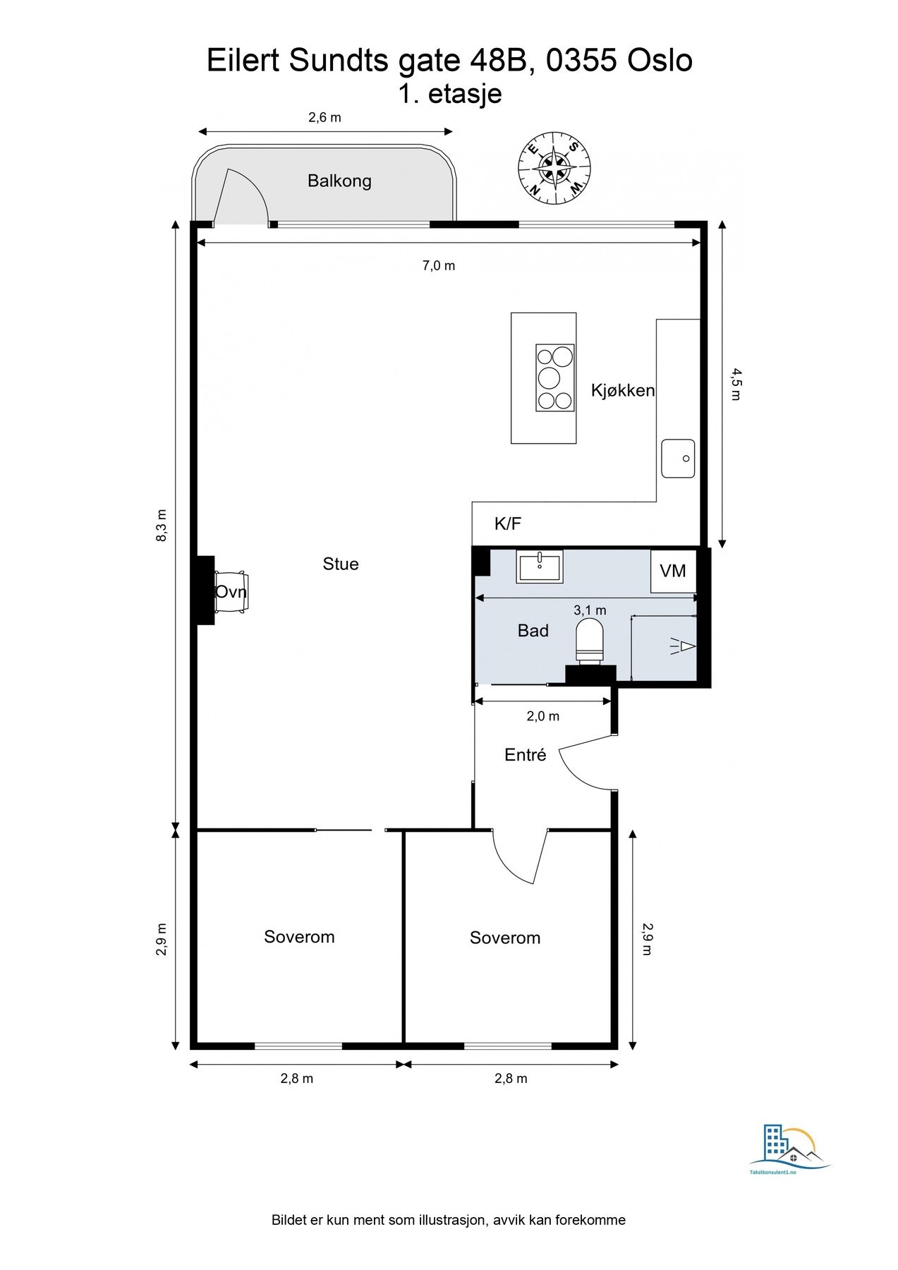 - Plantegning. Leiligheten disponerer en kjellerbod på ca. 5kvm, samt en loftsbod med gulvareal på ca. 10kvm - Galleribilde