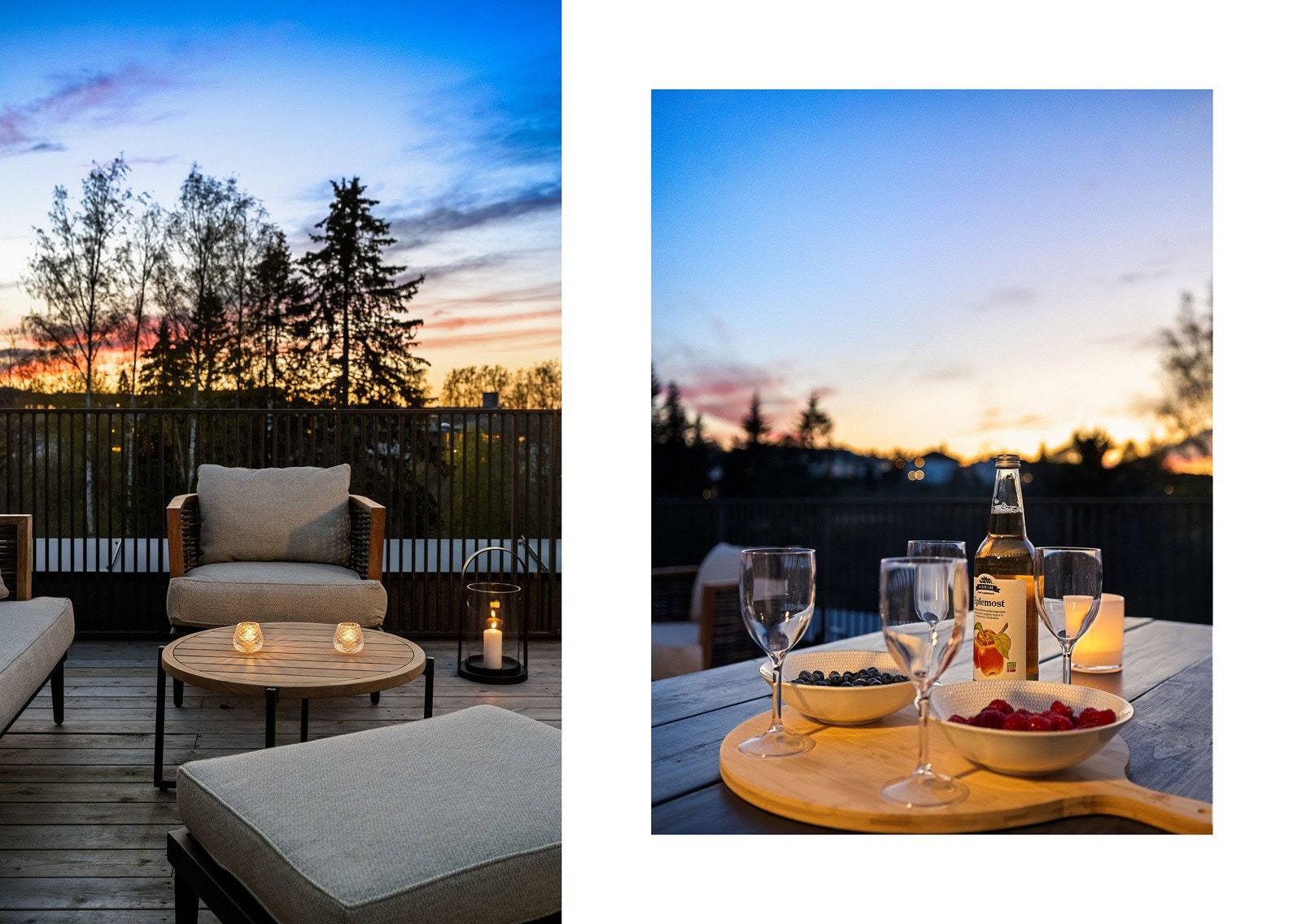 Solnedganger blir finere på toppen av huset, med venner og familie til stede. Galleribilde