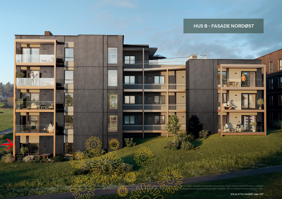 Velkommen til Solsletta Hageby og leilighet B-001! Lun og skjermet beliggenhet i feltet!
Se link i annonsen for å delta på vår julekalender for mulighet til å vinne premie med verdi kr 75 000,-! Galleribilde