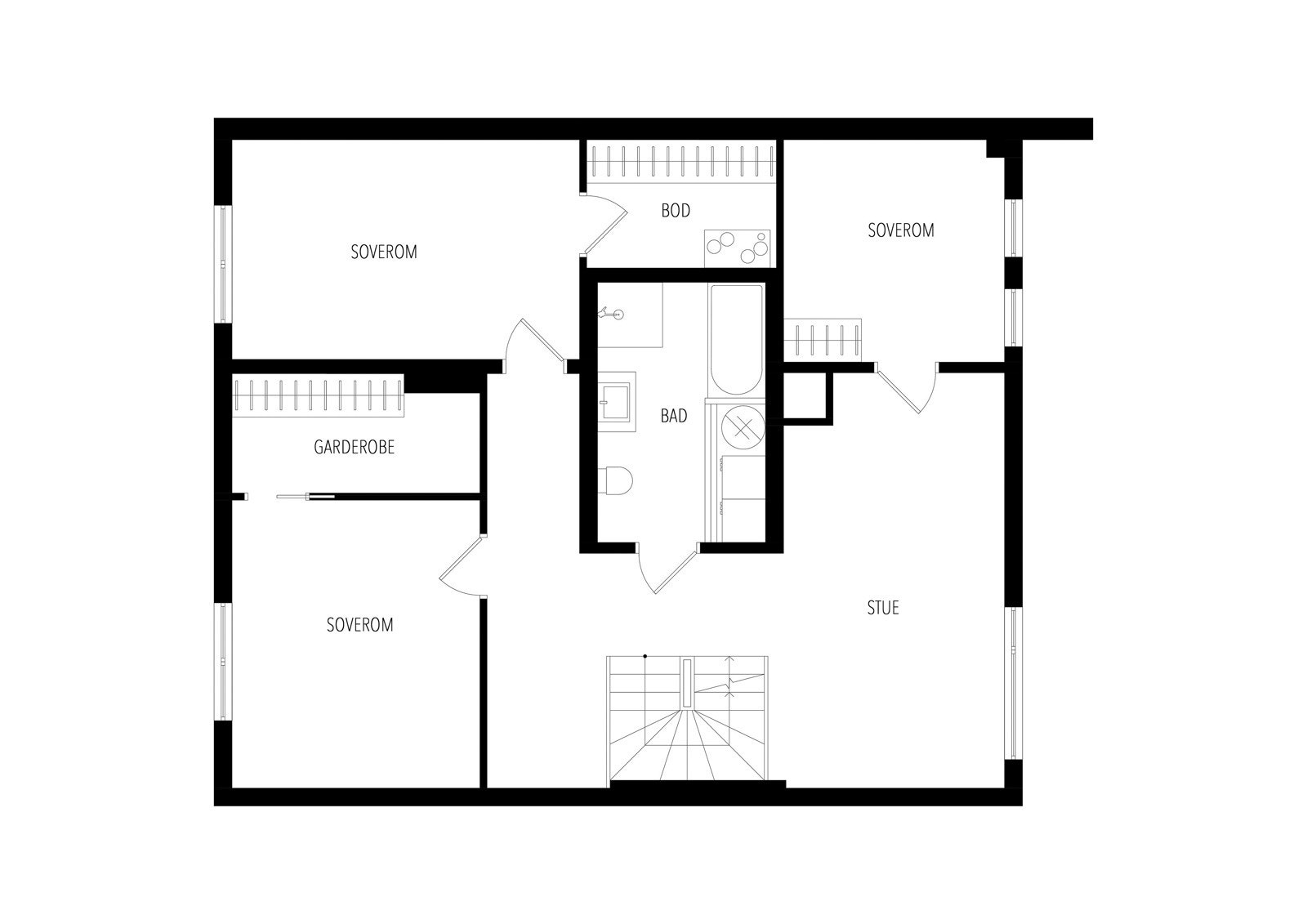 Plantegning andre etasje. Galleribilde