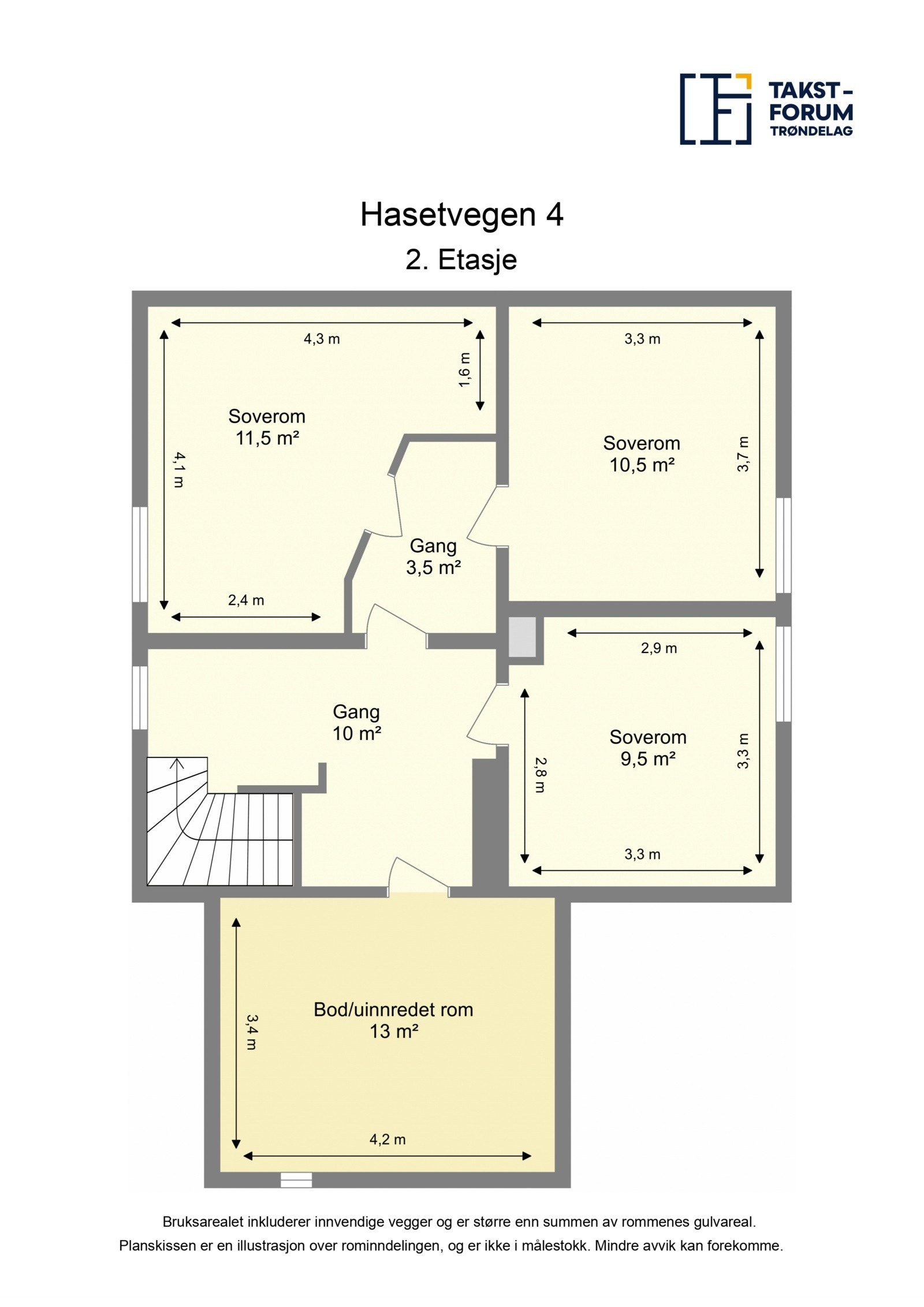 Planskisse andre etasje. Galleribilde