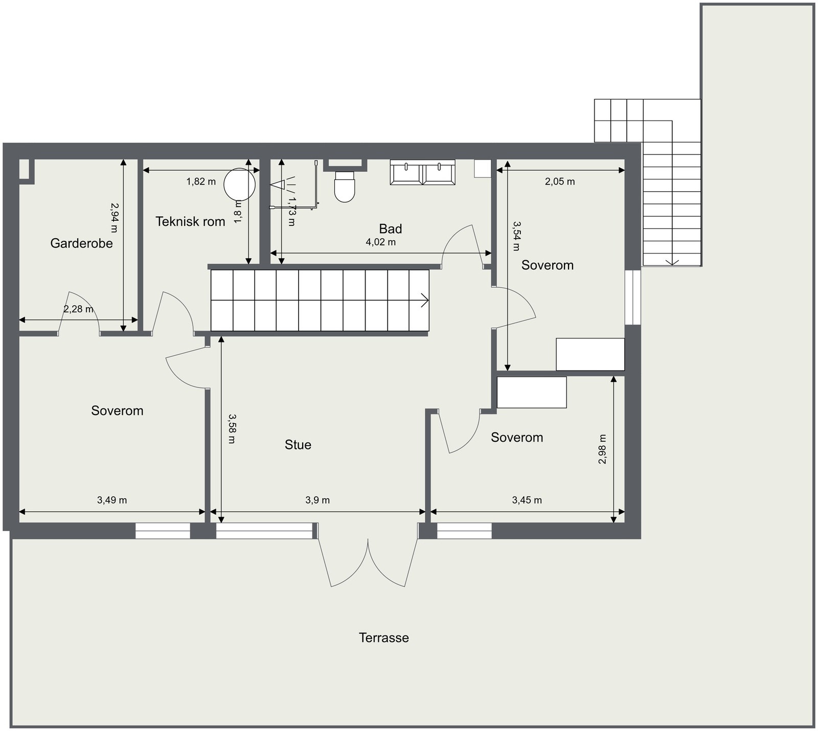 Plantegning underetasje. Galleribilde