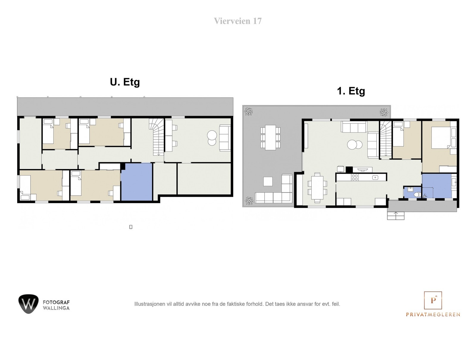 Plantegning begge etasjer. Galleribilde