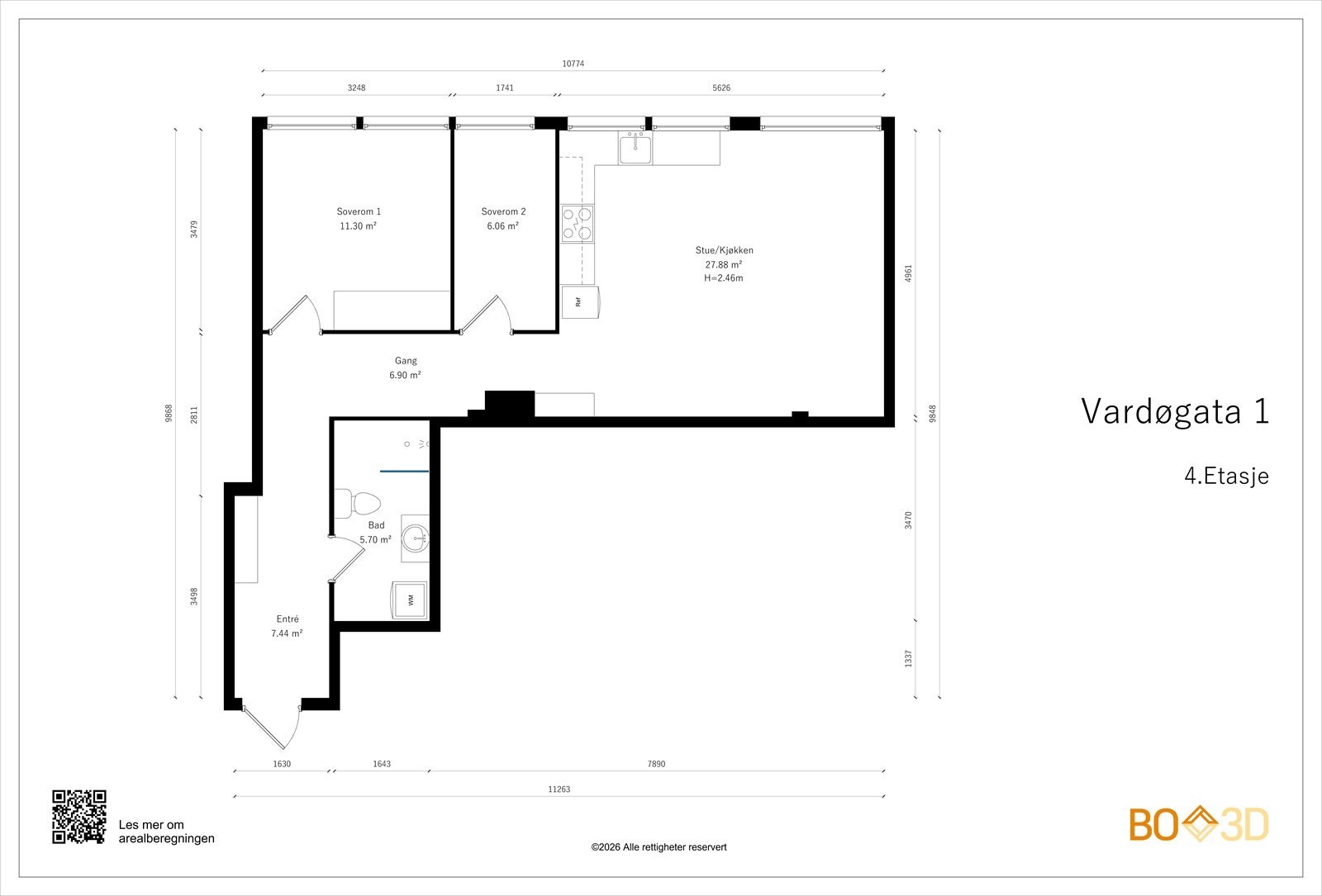 Plantegning - 4. etasje med heisadkomst Galleribilde