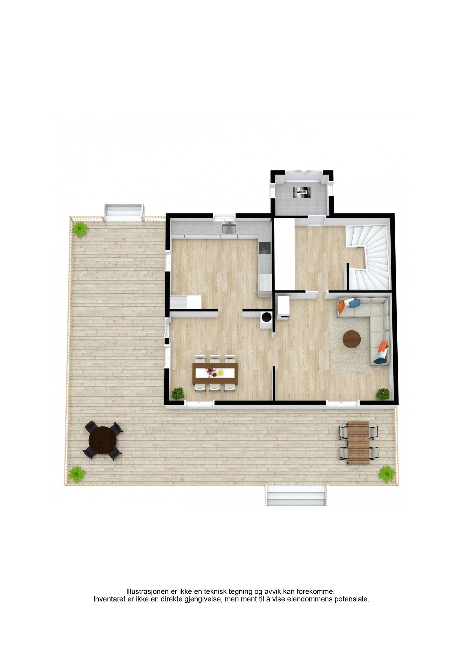 Plantegning 1. etg 3D Galleribilde