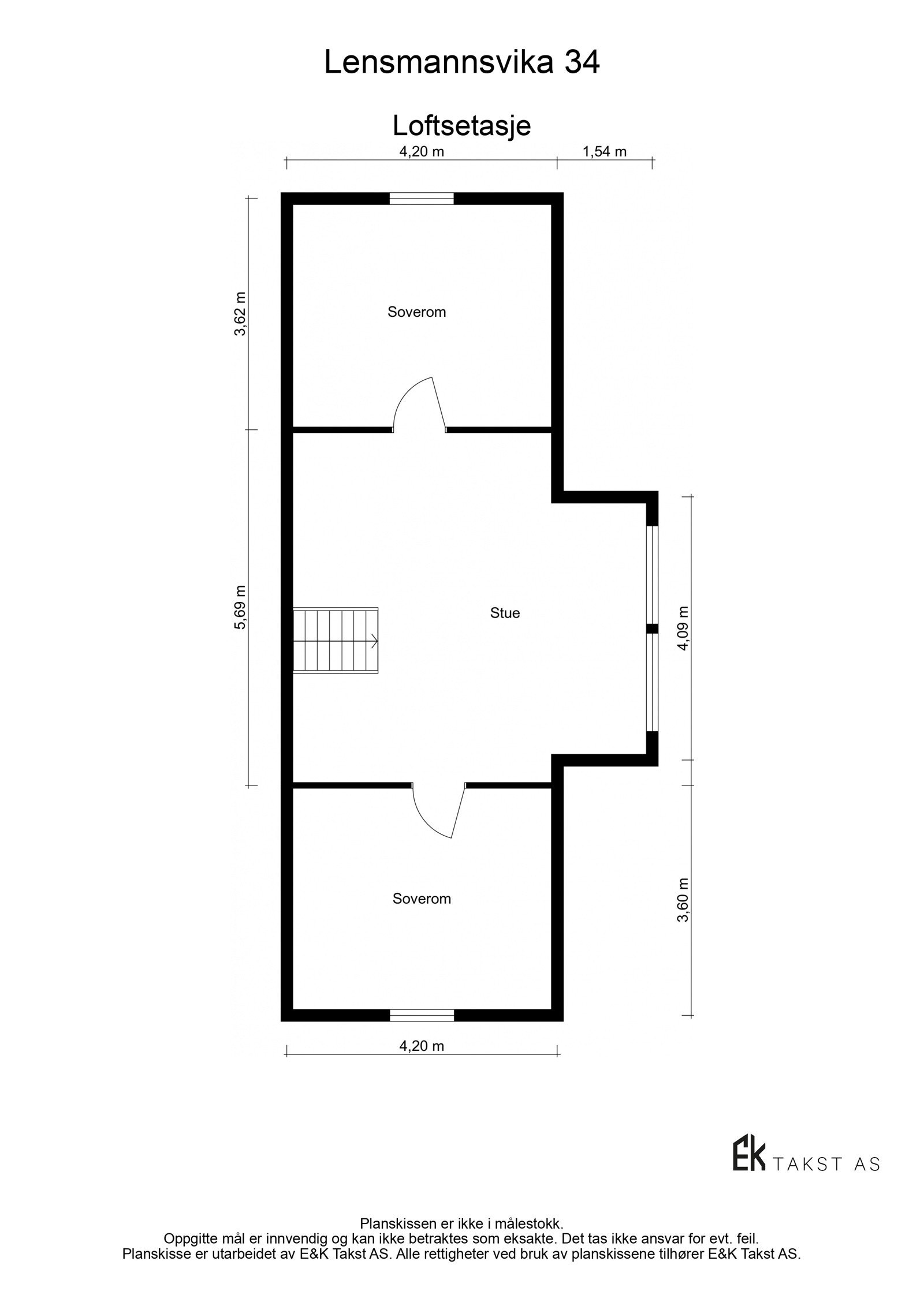 Loftsetasje. Etasjen er ikke godkjent til varig opphold/soverom og har lav takhøyde. Galleribilde
