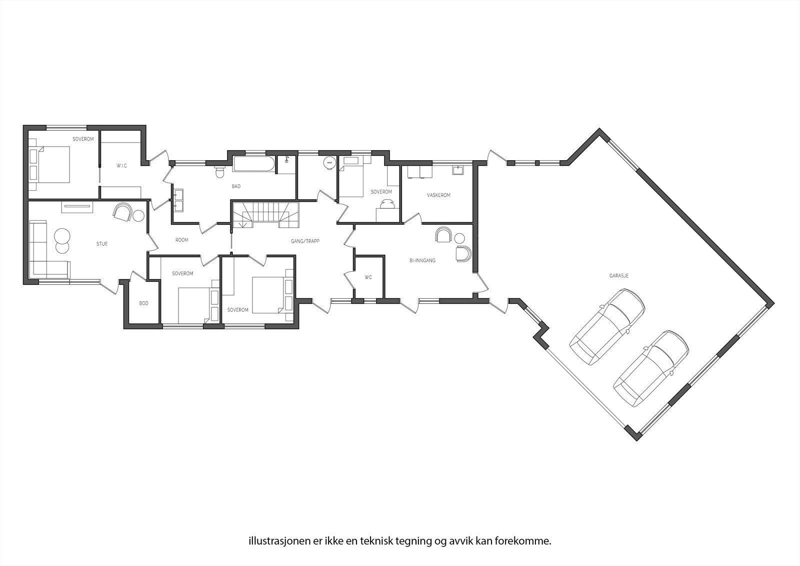 Plantegning 1. etasje Galleribilde