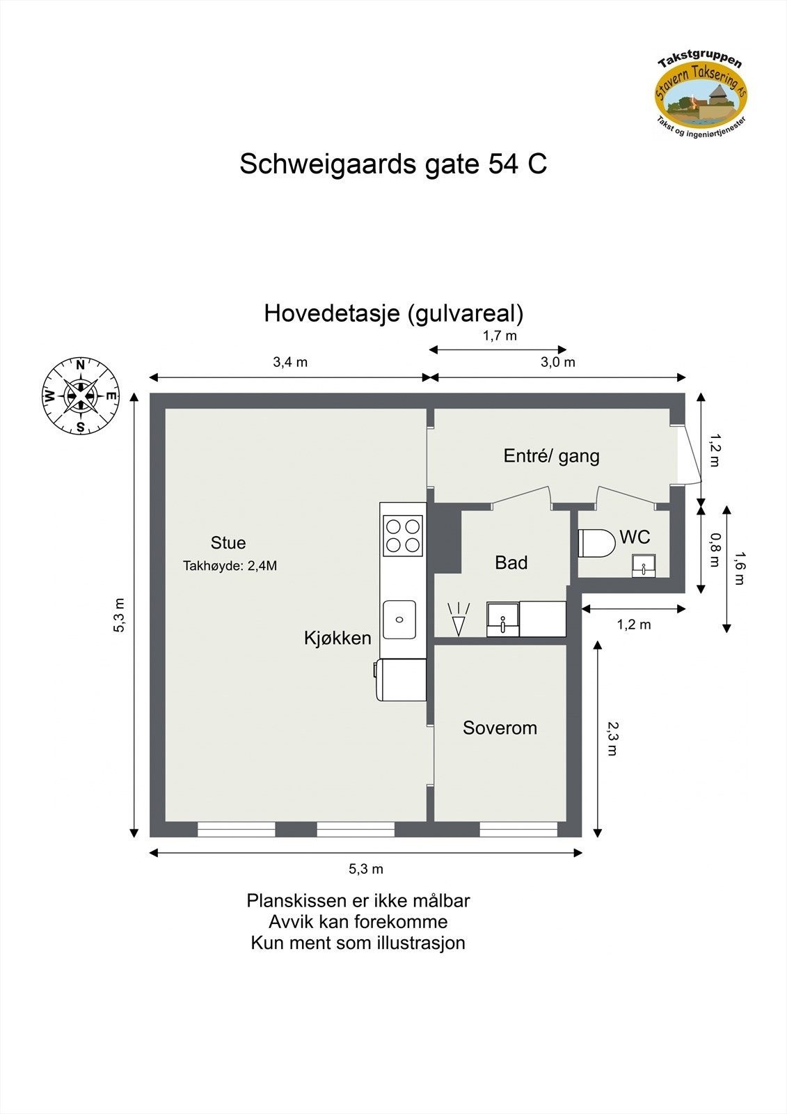 Boligen på 31 kvm består av entré, adskilt wc, bad, stue/kjøkken og soverom Galleribilde