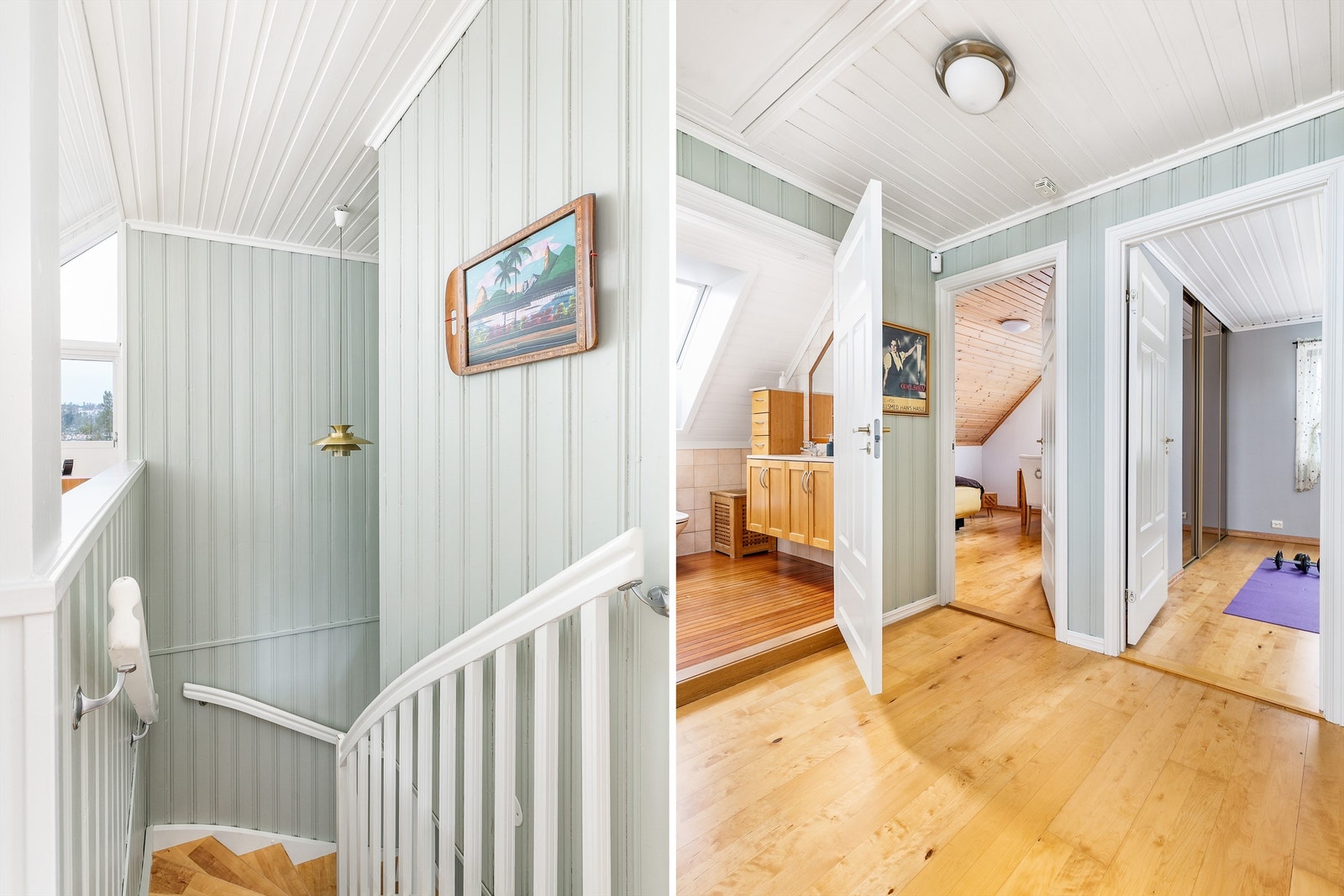 Badet i andre etasje er lett tilgengelig fra gangen - rett utenfor hovedsoverommet. Galleribilde