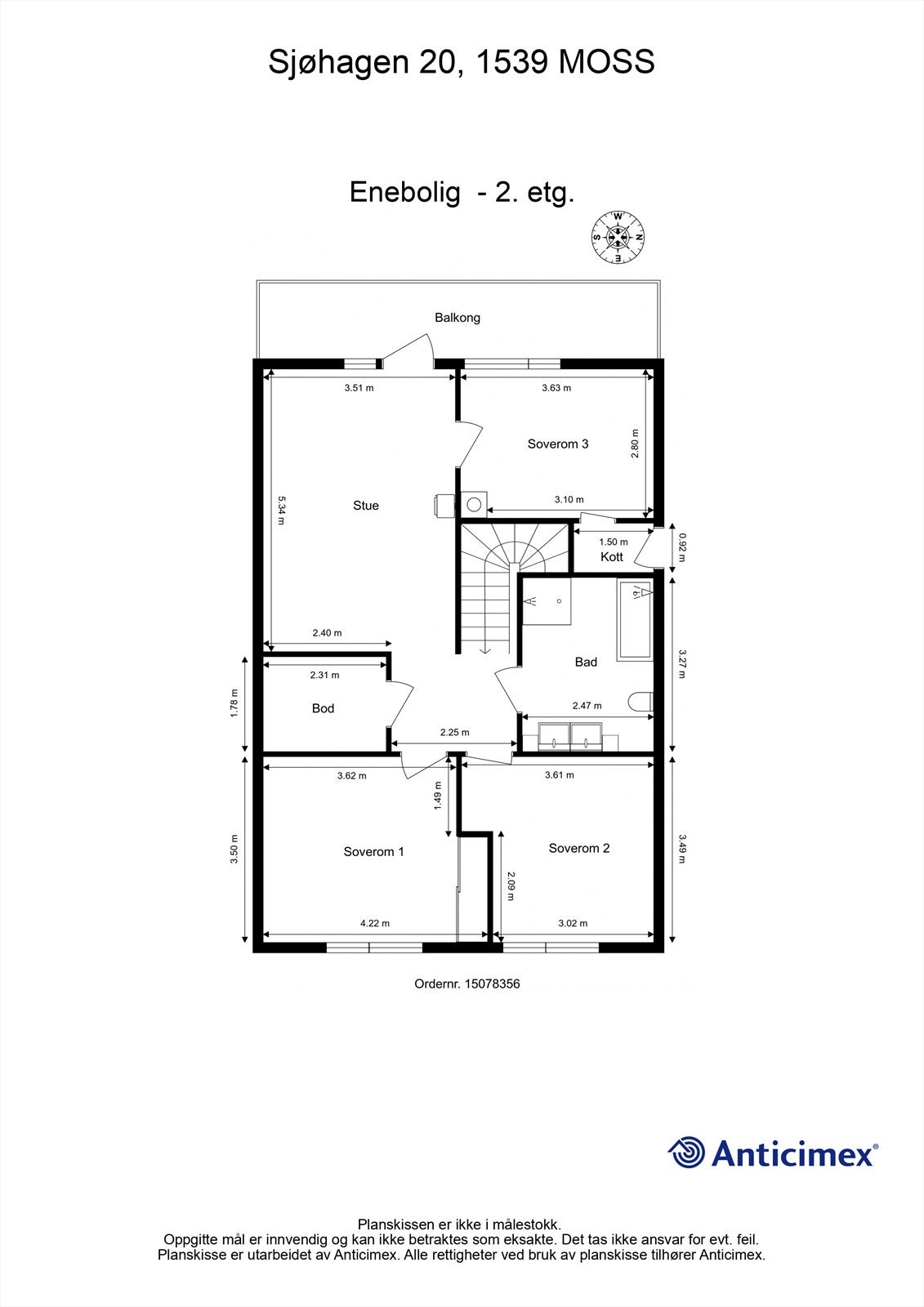 Veiledende skisse av andre etasje. Galleribilde