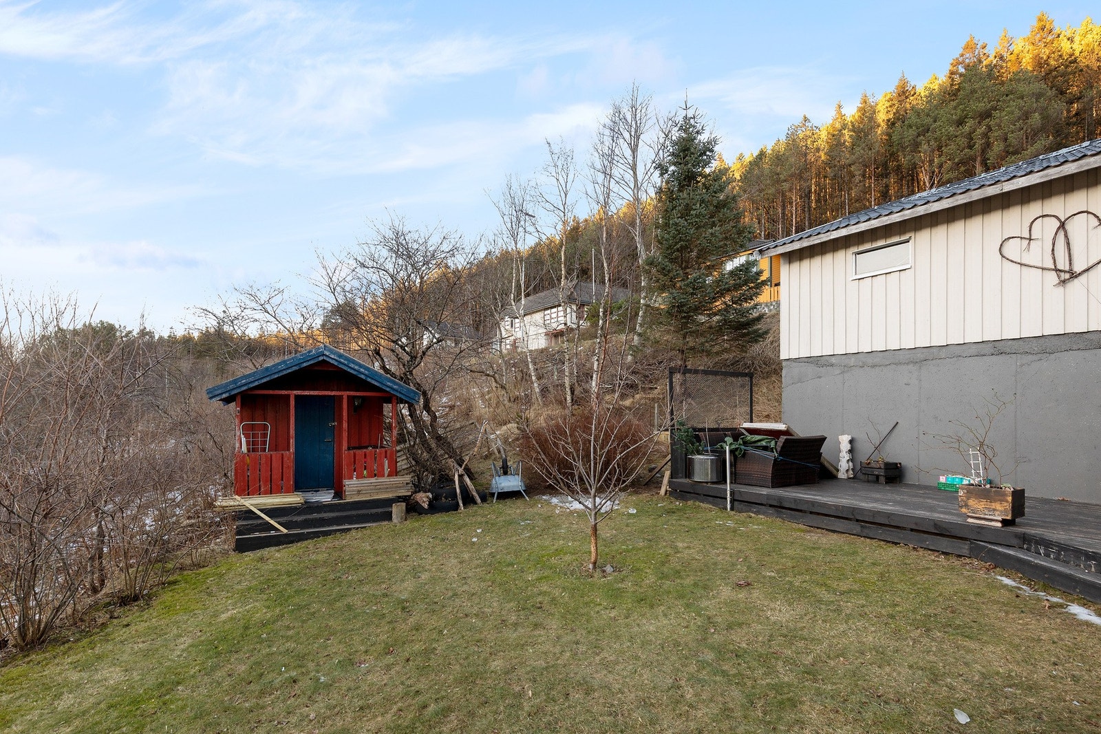 Hage med eple, plomme, moreller og kirsebærtre. Galleribilde