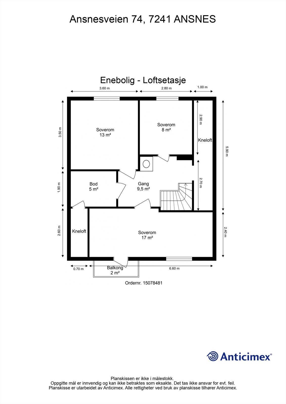 Planskisse loftsetasje. Galleribilde