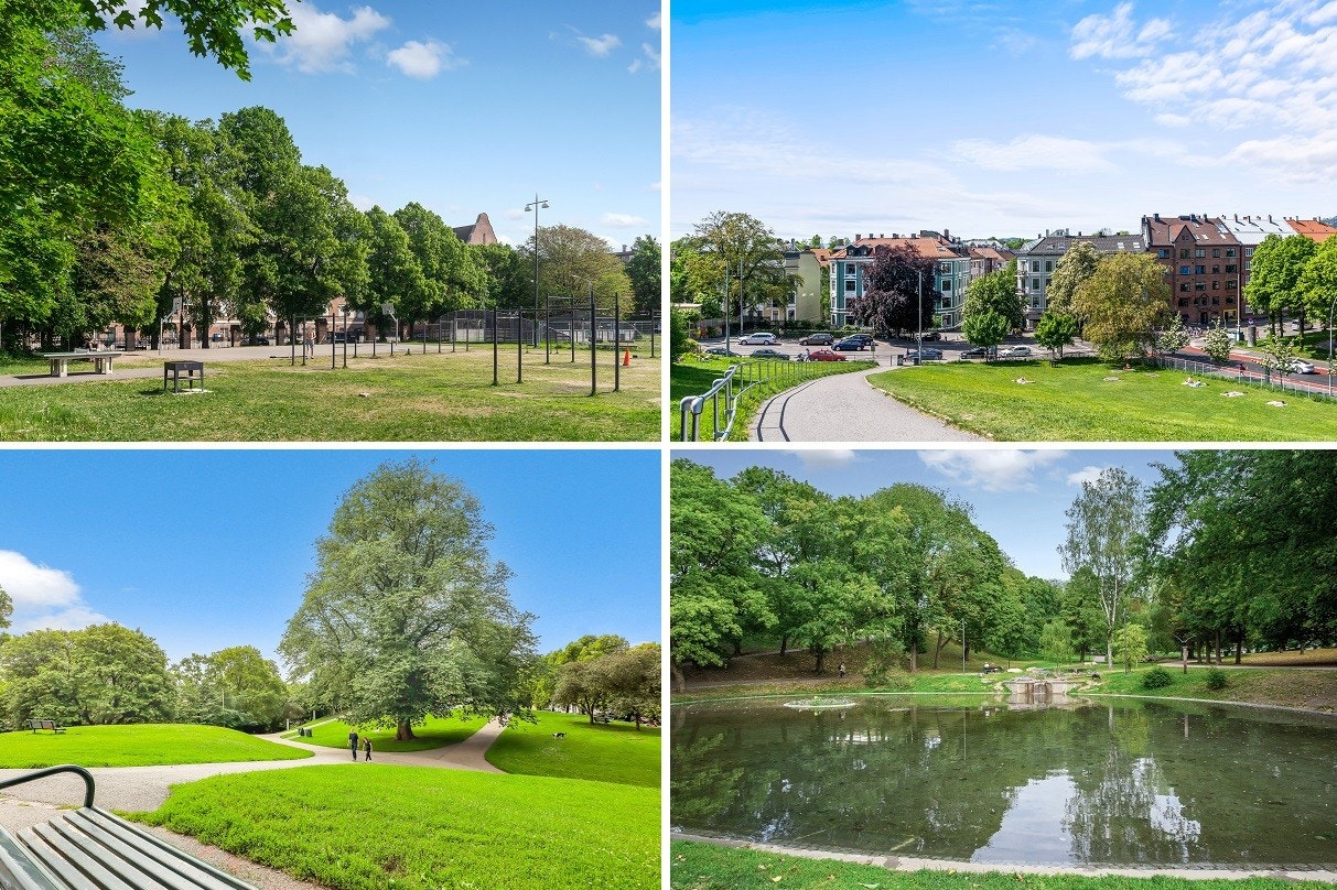 Kort vei til flere flotte parker som Idioten, Stensparken, Sophus Bugges plass, Marienlystparken og St. Hanshaugen. Galleribilde