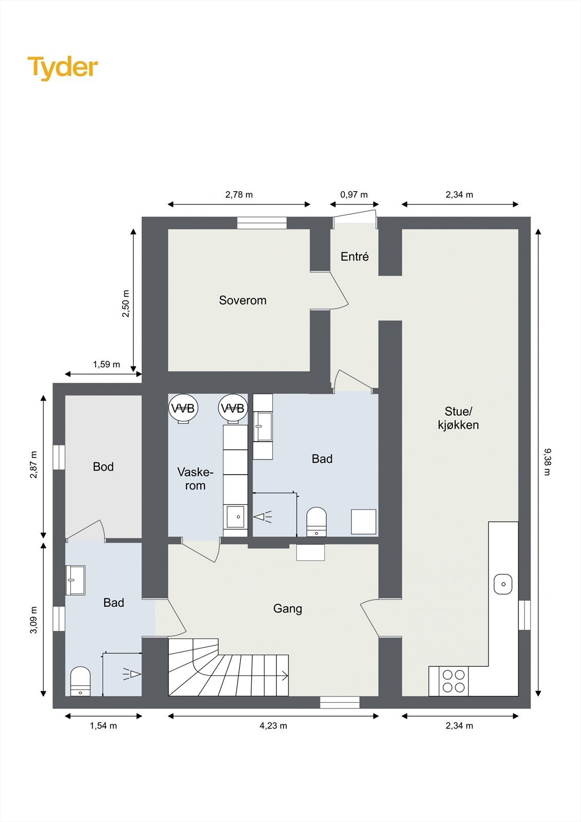 Plantegning underetasje. Galleribilde