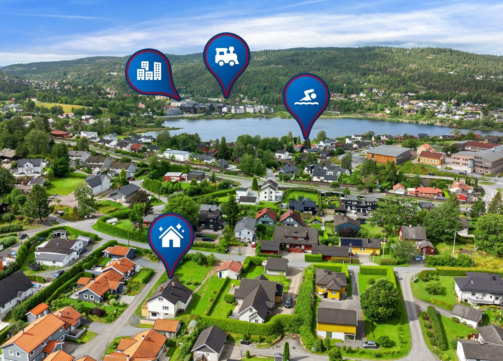 Innenfor gangavstand finner du Heggedal sentrum, togstasjon og badestrand. I sentrum finner du diverse butikker og restauranter. Galleribilde