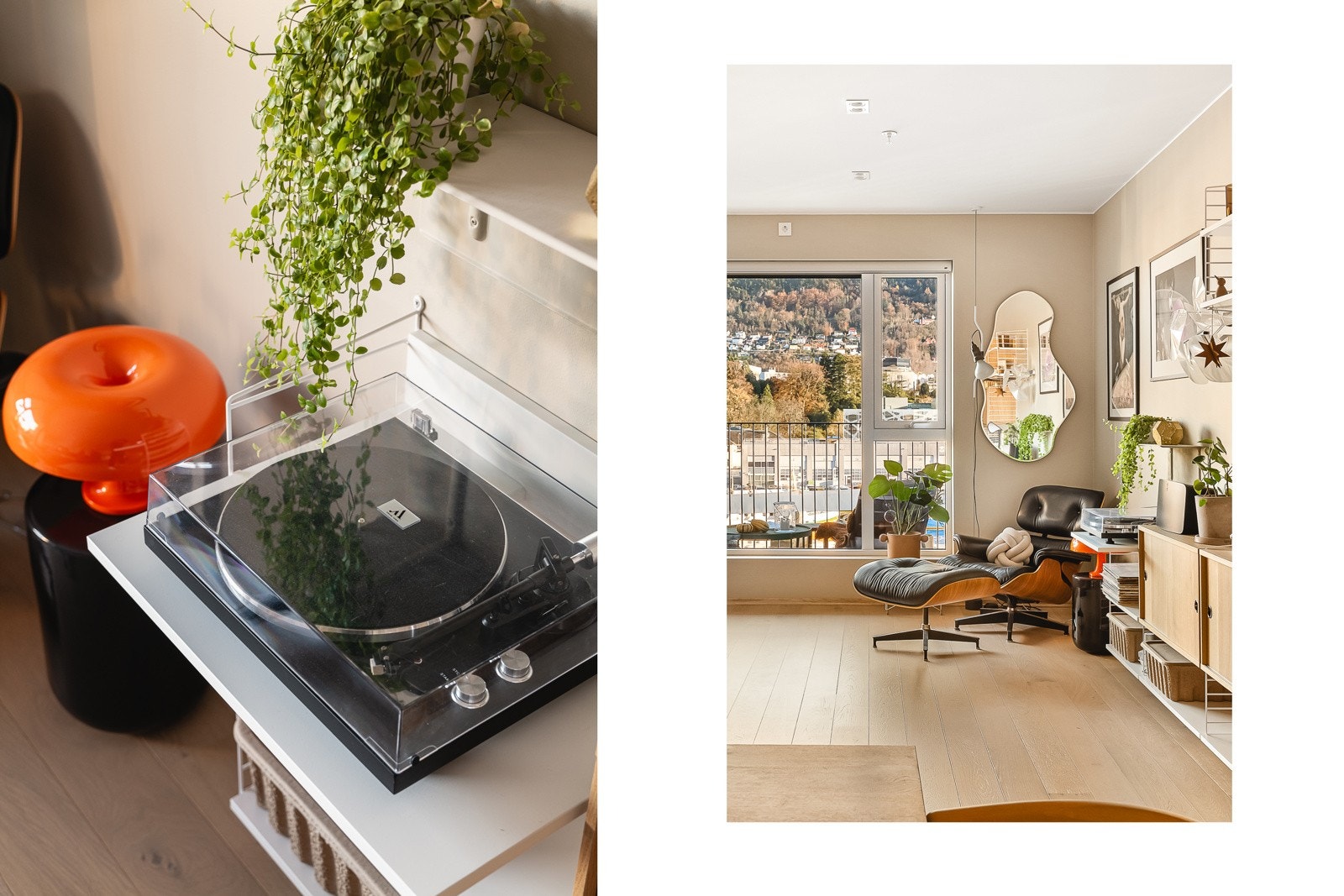 - Boligen har et lyst og luftig oppholdsrom på hele 45 m² som kombinerer stue og kjøkken i en åpen og sosial løsning -- Galleribilde