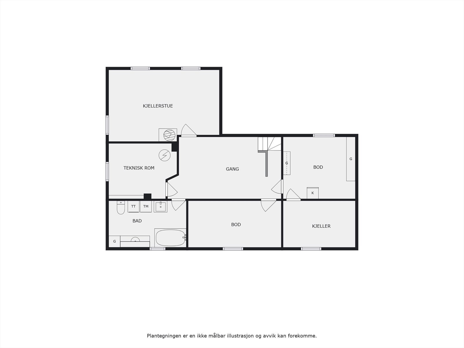 Plantegning kjeller. Galleribilde
