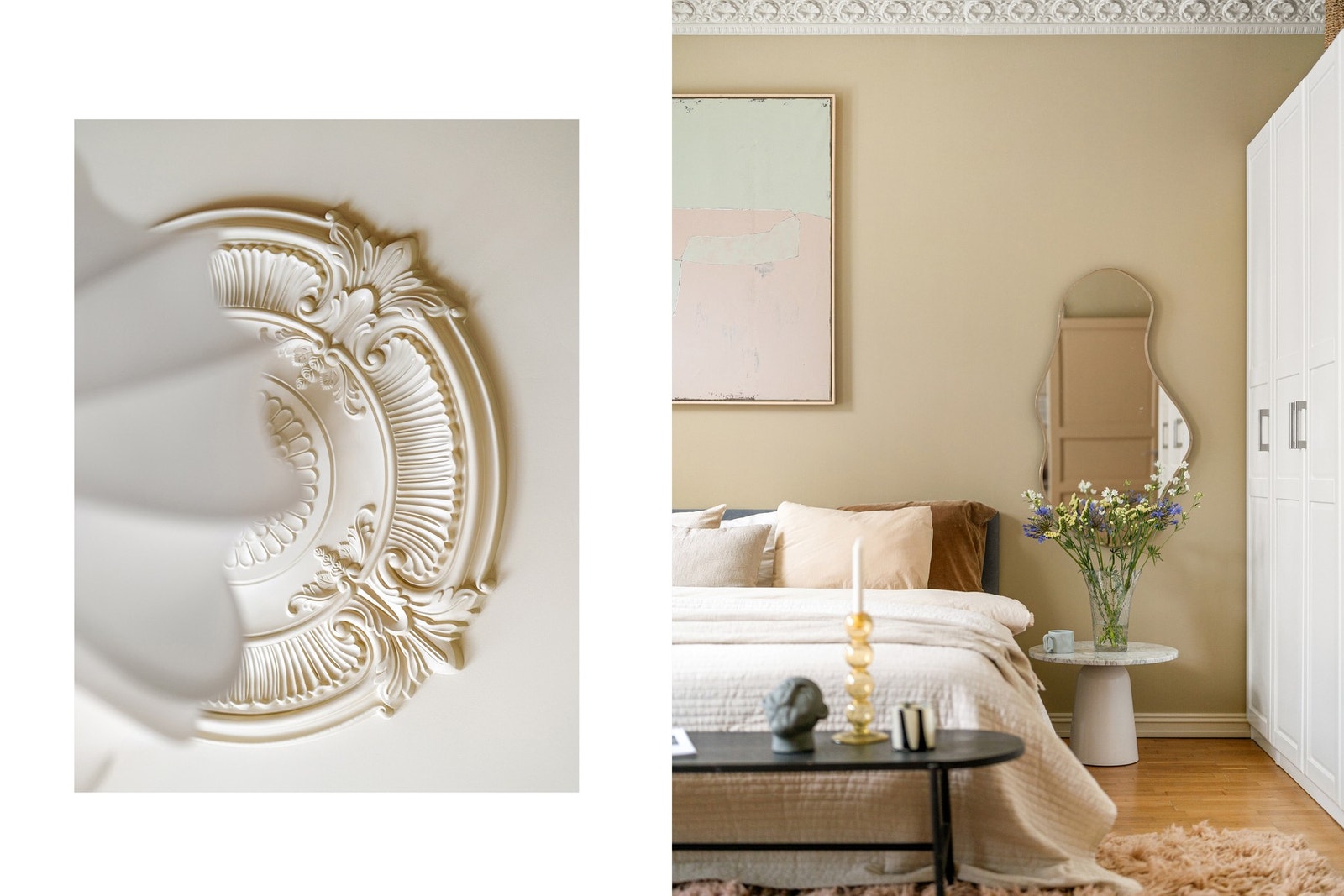 klassiske detaljer som stukatur og takrosett. Galleribilde