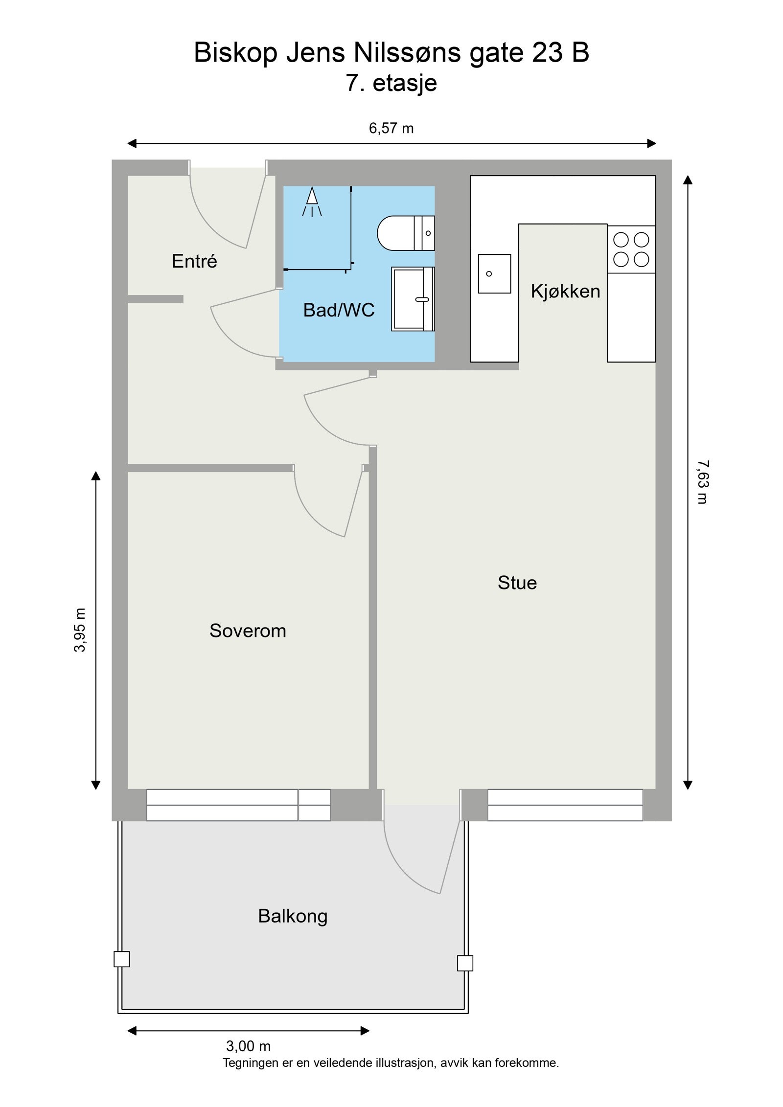Biskop Jens Nilssøns gate 23 B - 2D - 7. etasje - Letterhead Galleribilde