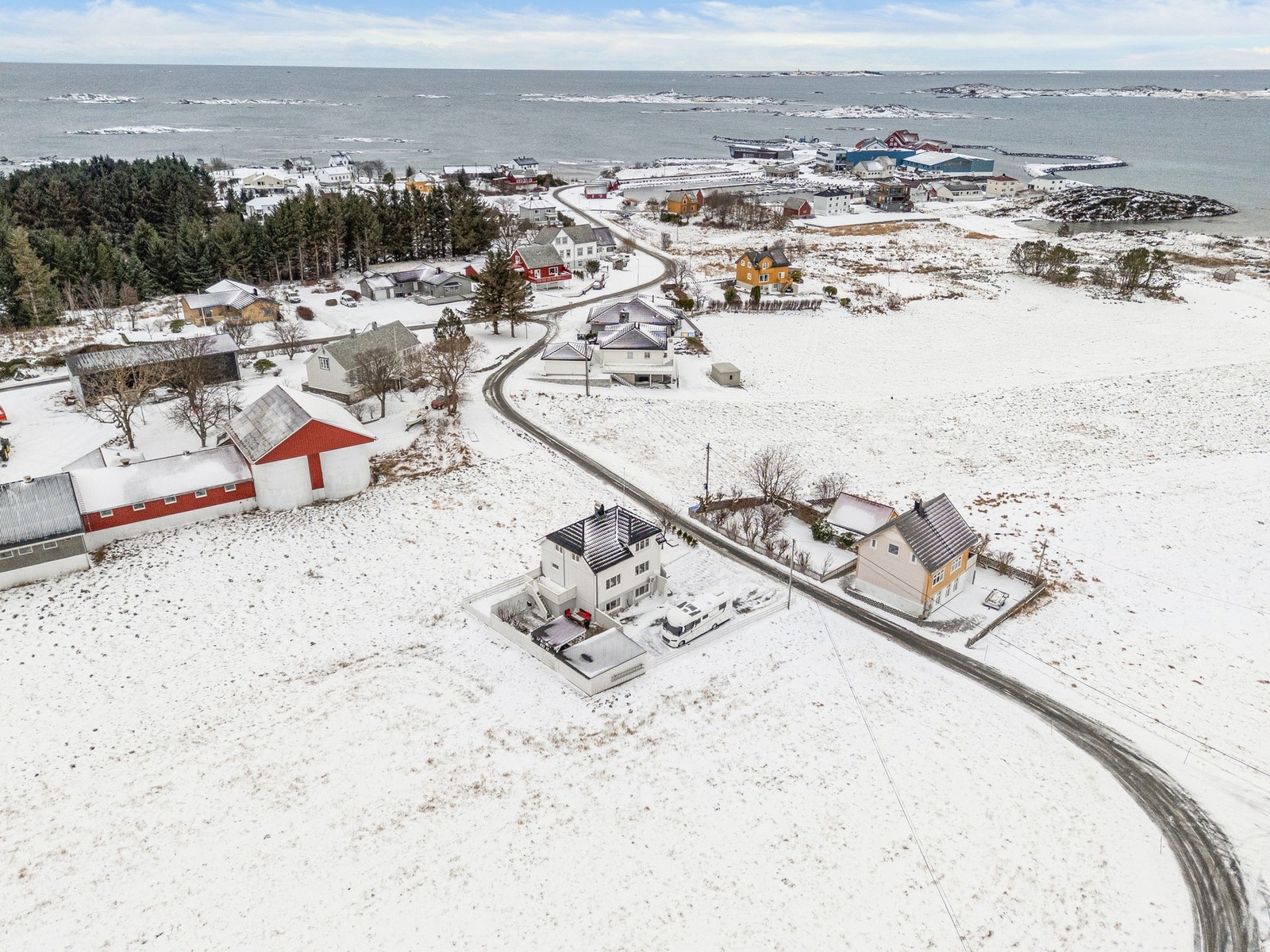 Dronebilde av området Galleribilde