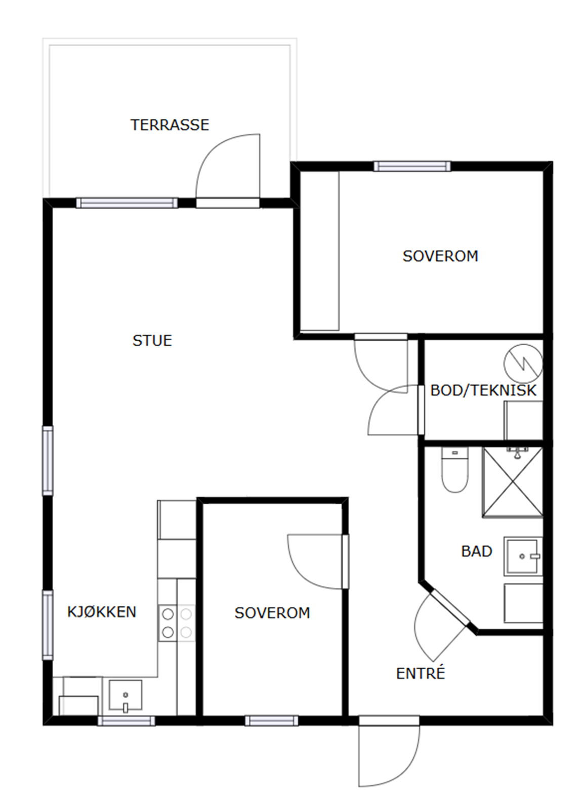 Veiledende planskisse. Leiligheten disponerer også ekstern bod. Galleribilde