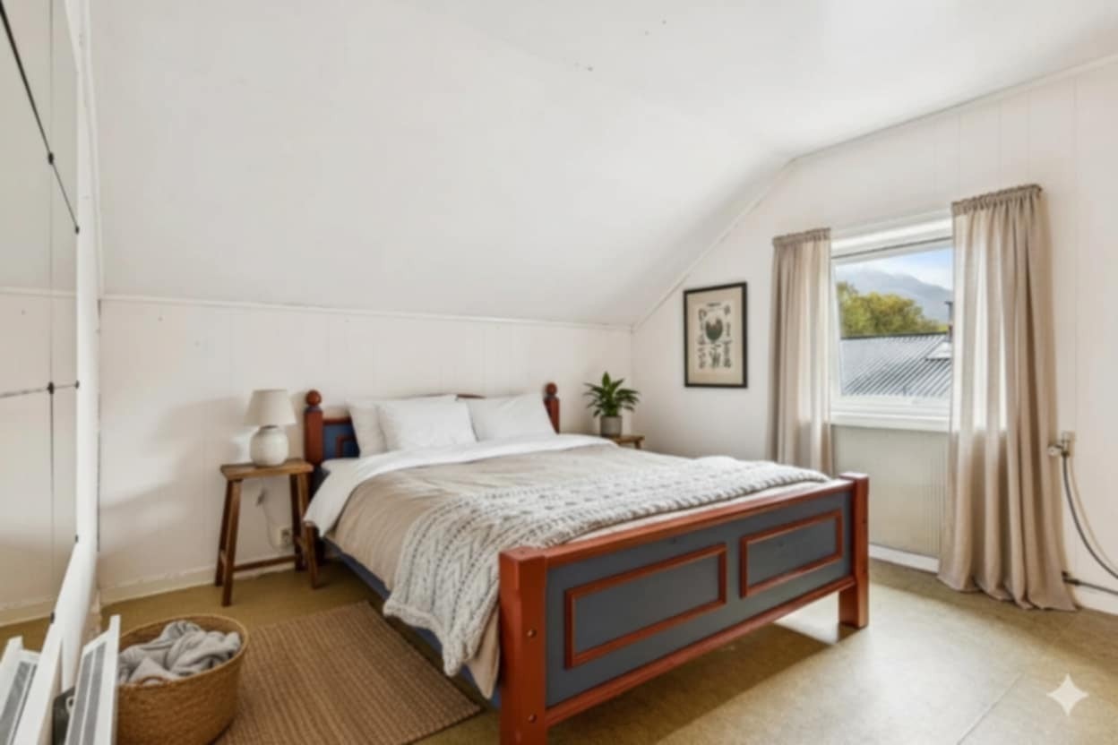 Illustrert bilde av soverom Galleribilde