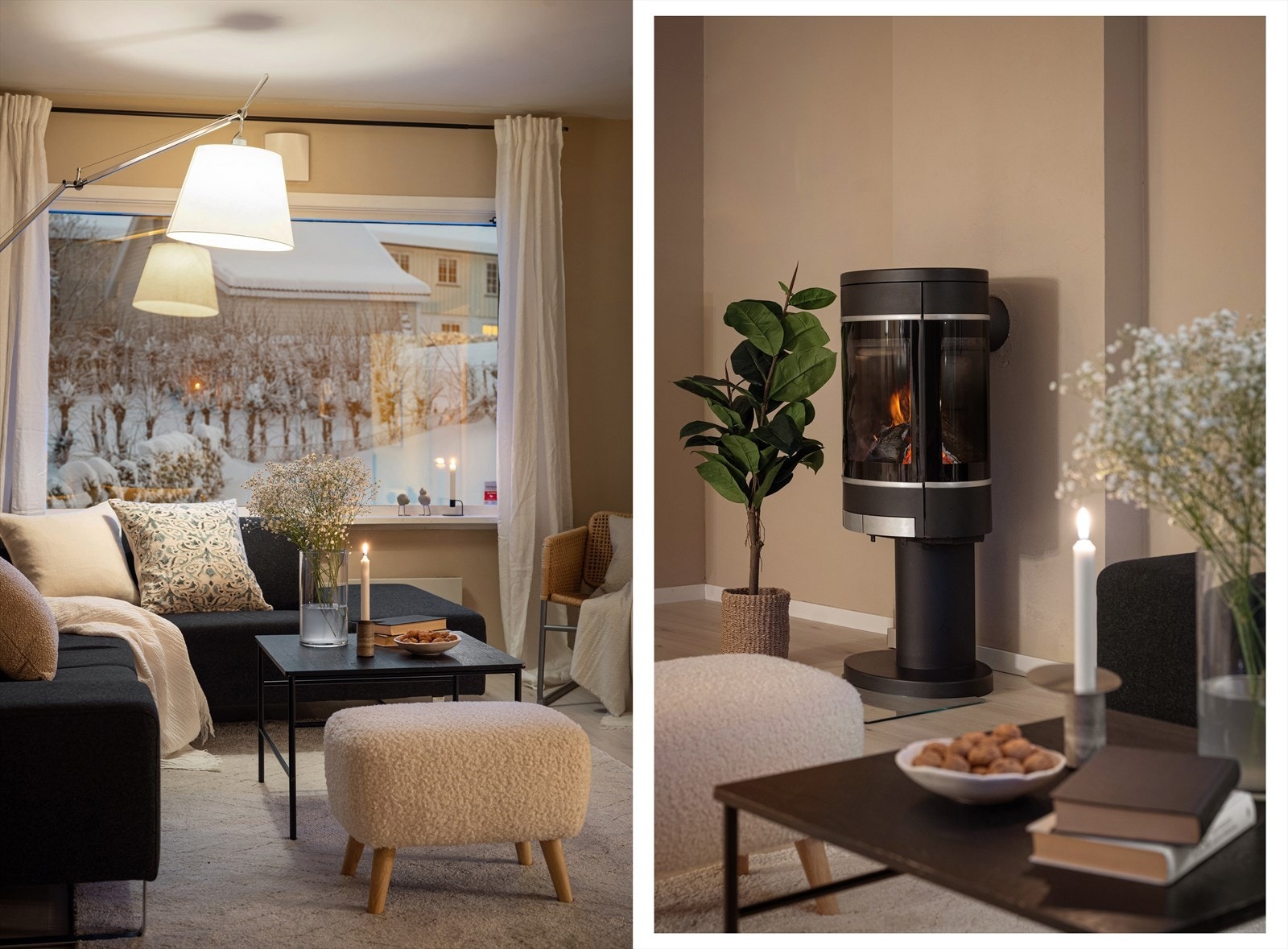 En moderne peisovn gir både varme og en hyggelig atmosfære i stuen. Galleribilde