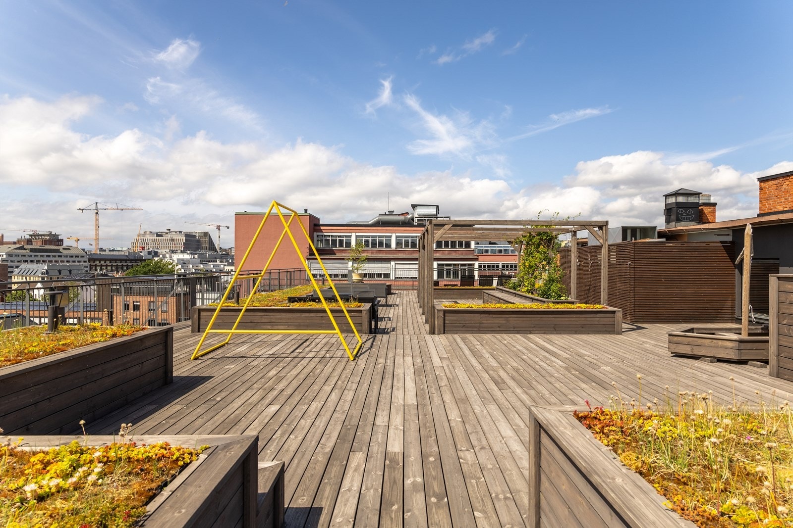 Det er flere sittegrupper og fin beplantning på takterrassene. Galleribilde