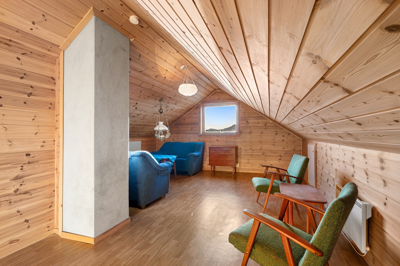 Her er det god plass til sittegruppe, og loftsvinduet gir en flott utsikt. Galleribilde