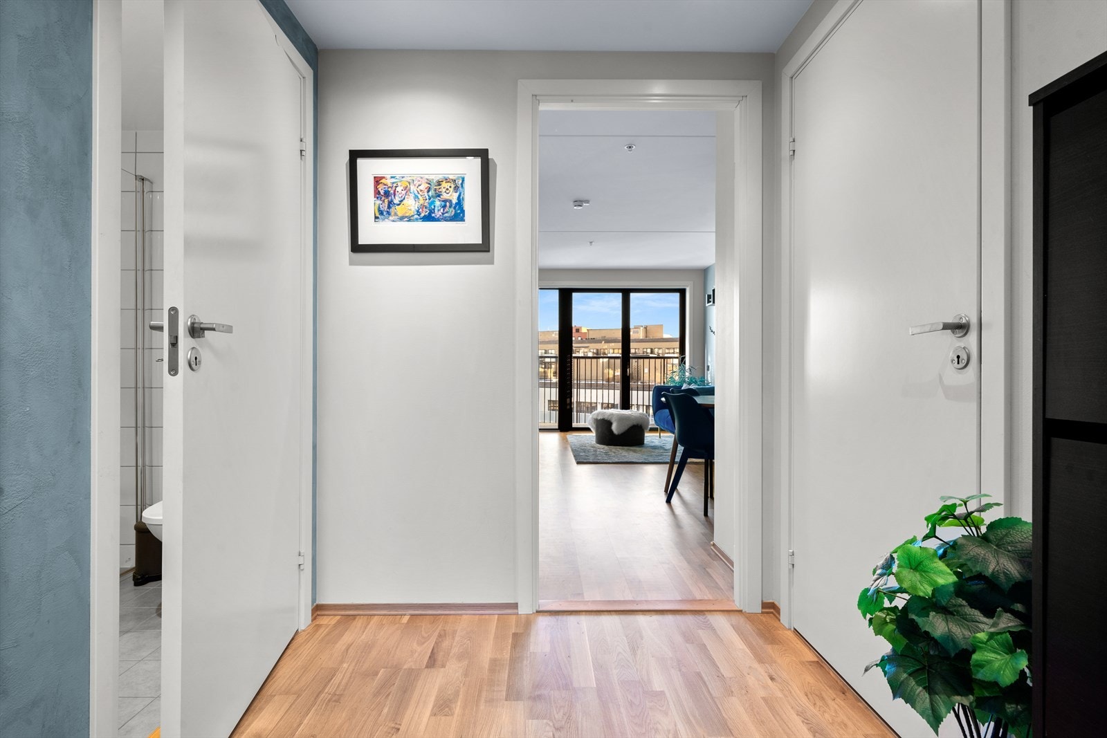 Romslig entré med god plass til å henge opp jakker og sette fra seg sko. Galleribilde