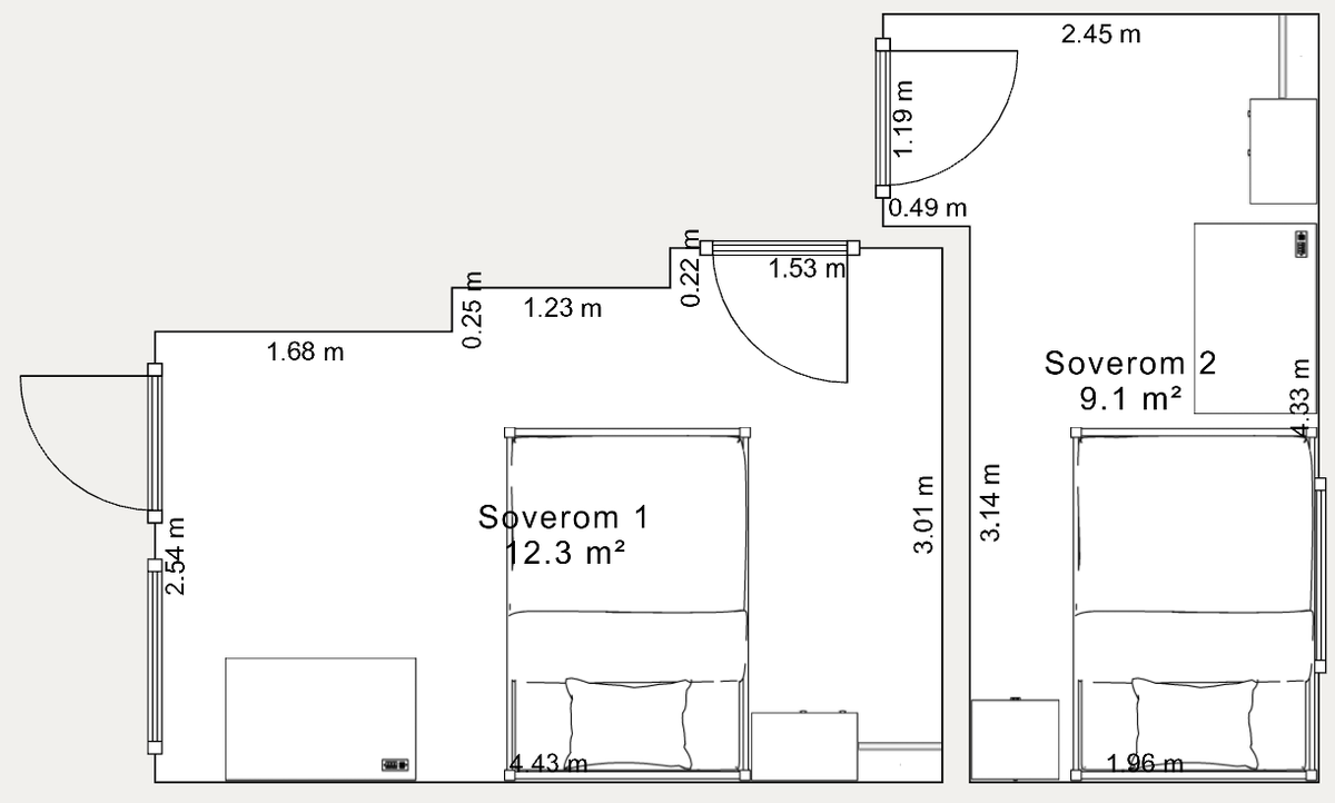 Målsatt plantegning for soverom i 1. etasje Galleribilde