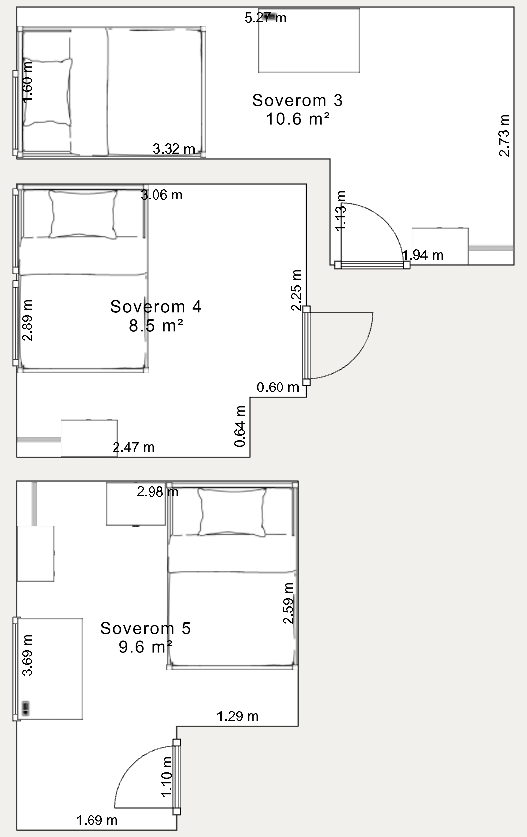 Målsatt plantegning for soverom i underetasje Galleribilde