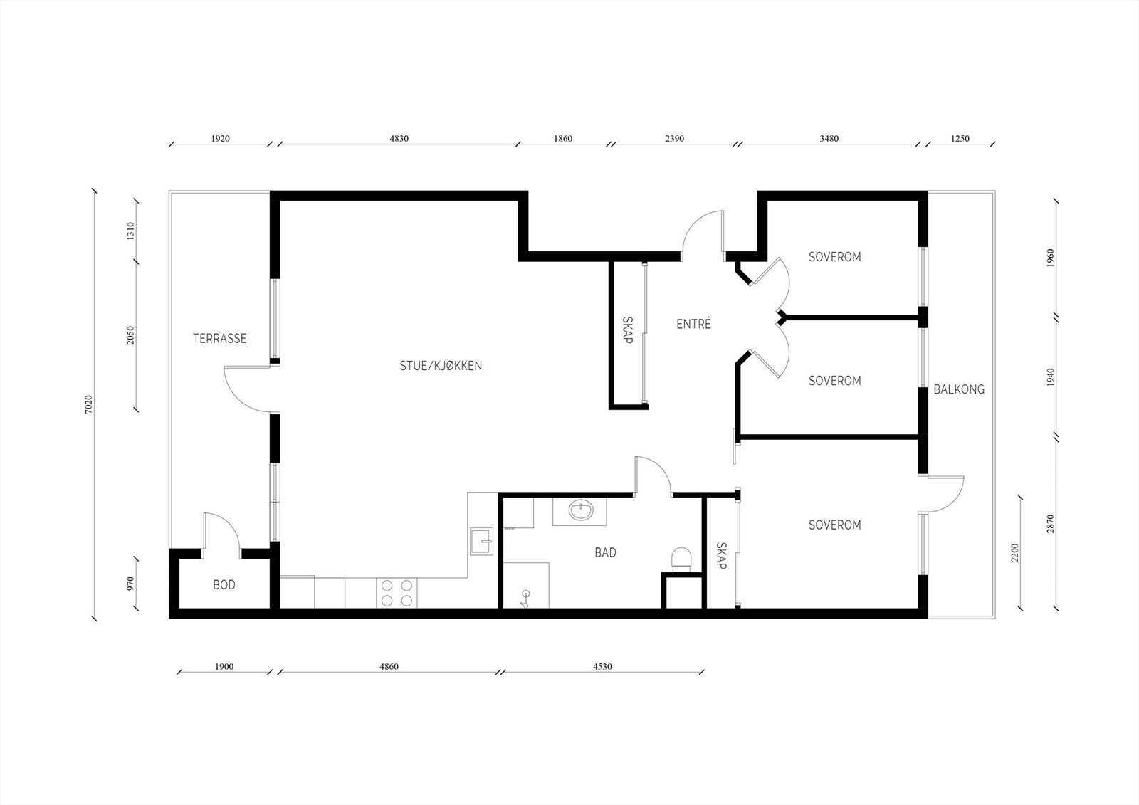 Plantegning med mål Galleribilde