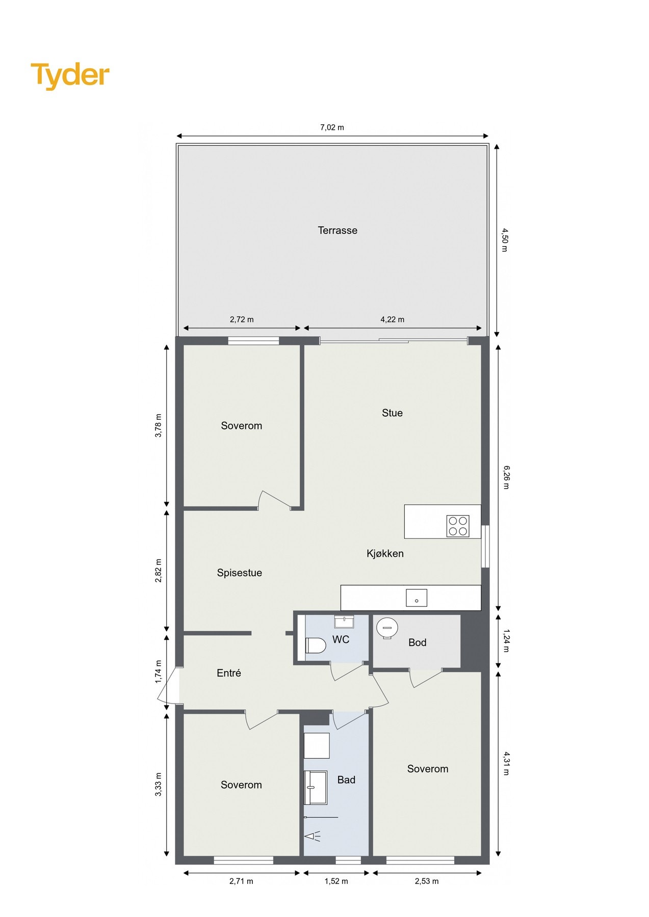Plantegning, Nedre Kolsberggrend 4. Galleribilde