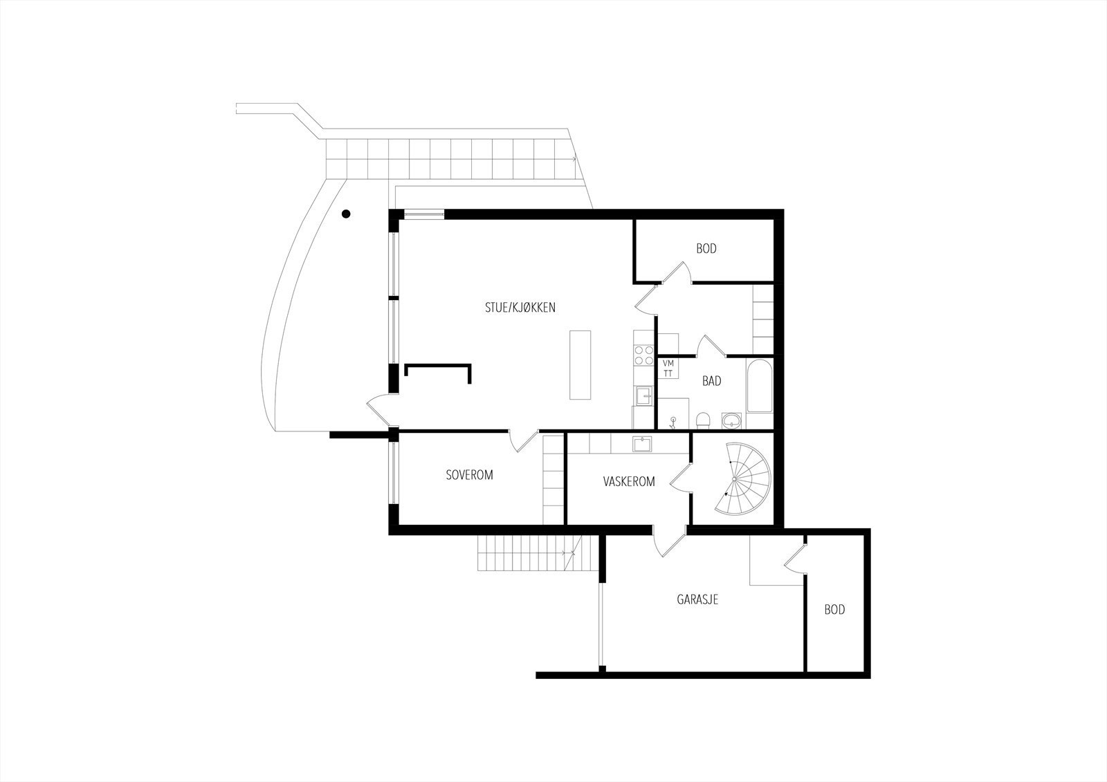 Plantegning underetasje. Leilighet utleid for kr. 15000,- pr mnd. Galleribilde