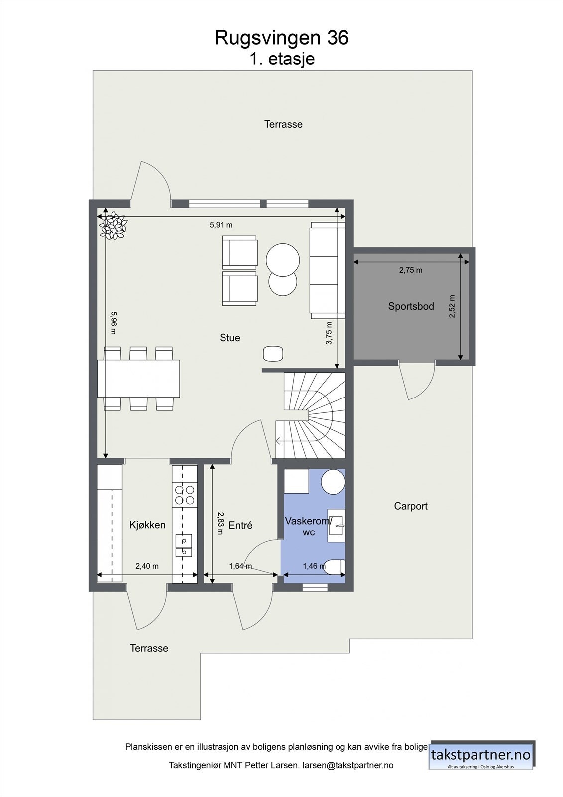 Plantegning Rugsvingen 36 - 1. etasje Galleribilde