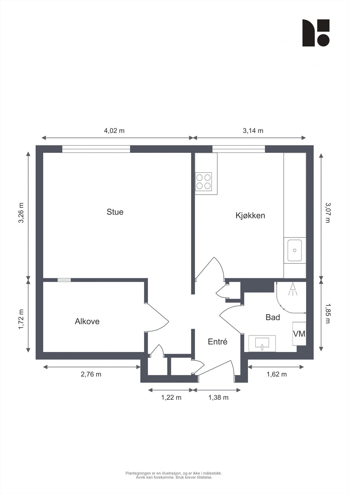 Plantegning med mål Galleribilde