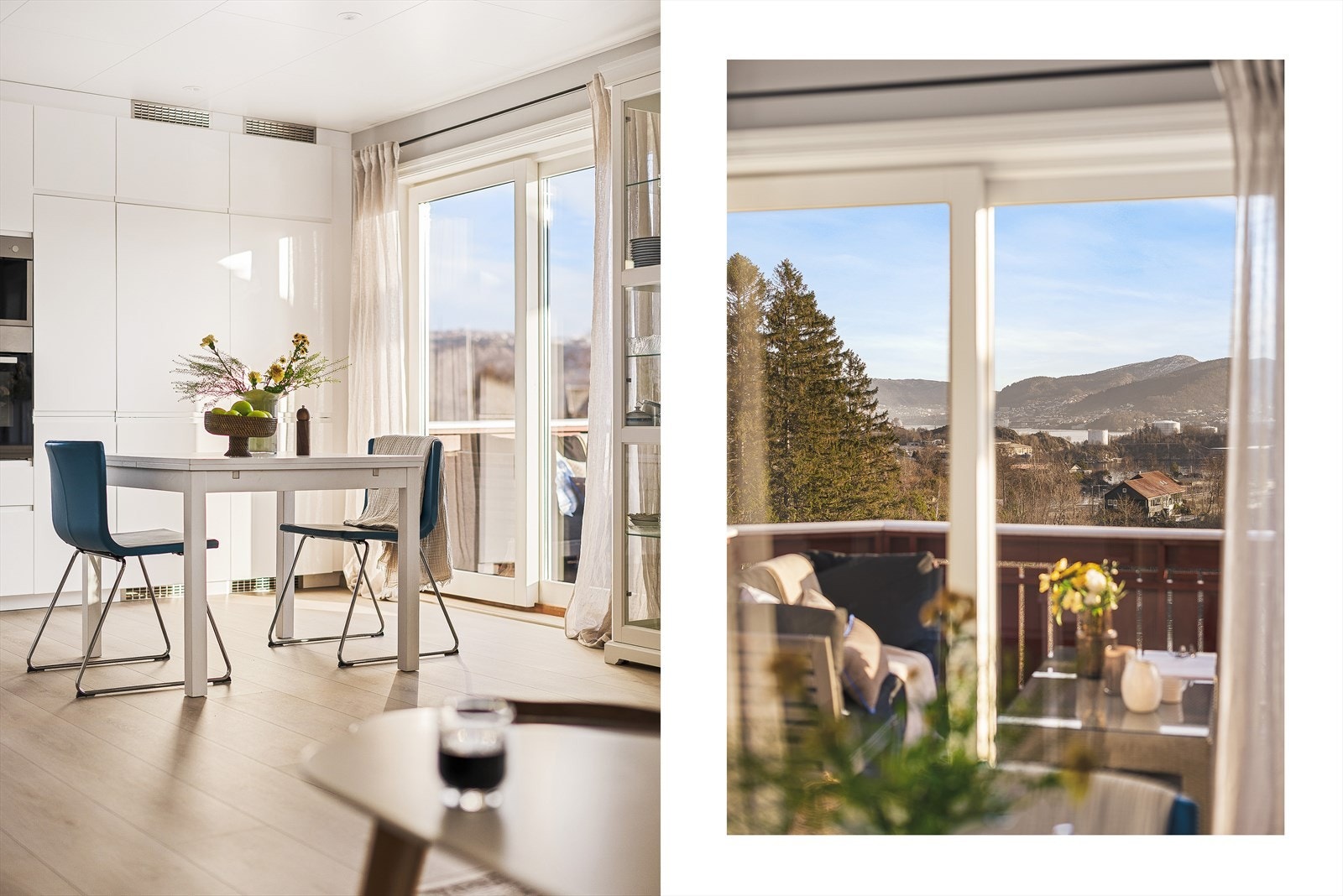 Fra kjøkkenet har man også en terrassedør hvor man kan gå ut å nye morgen kaffen. Galleribilde