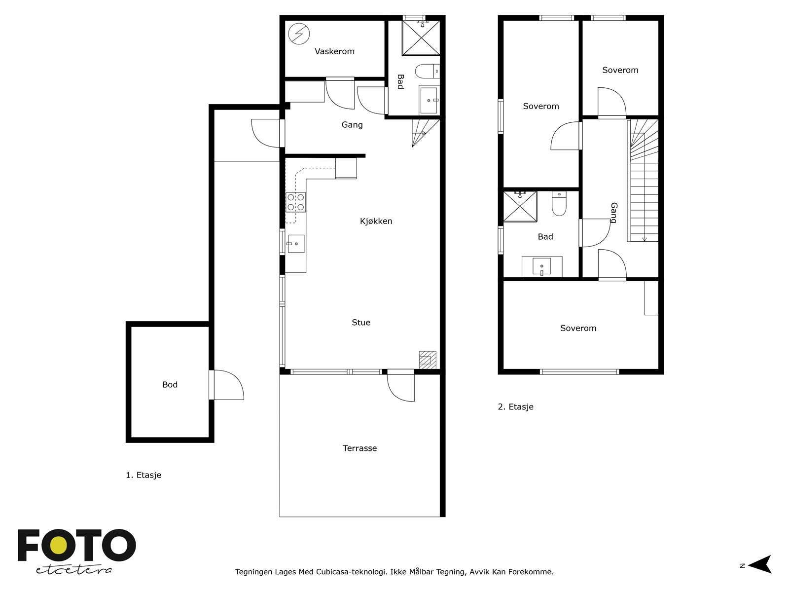 1. og 2. etasje - Plantegning - Ikke målbar Galleribilde