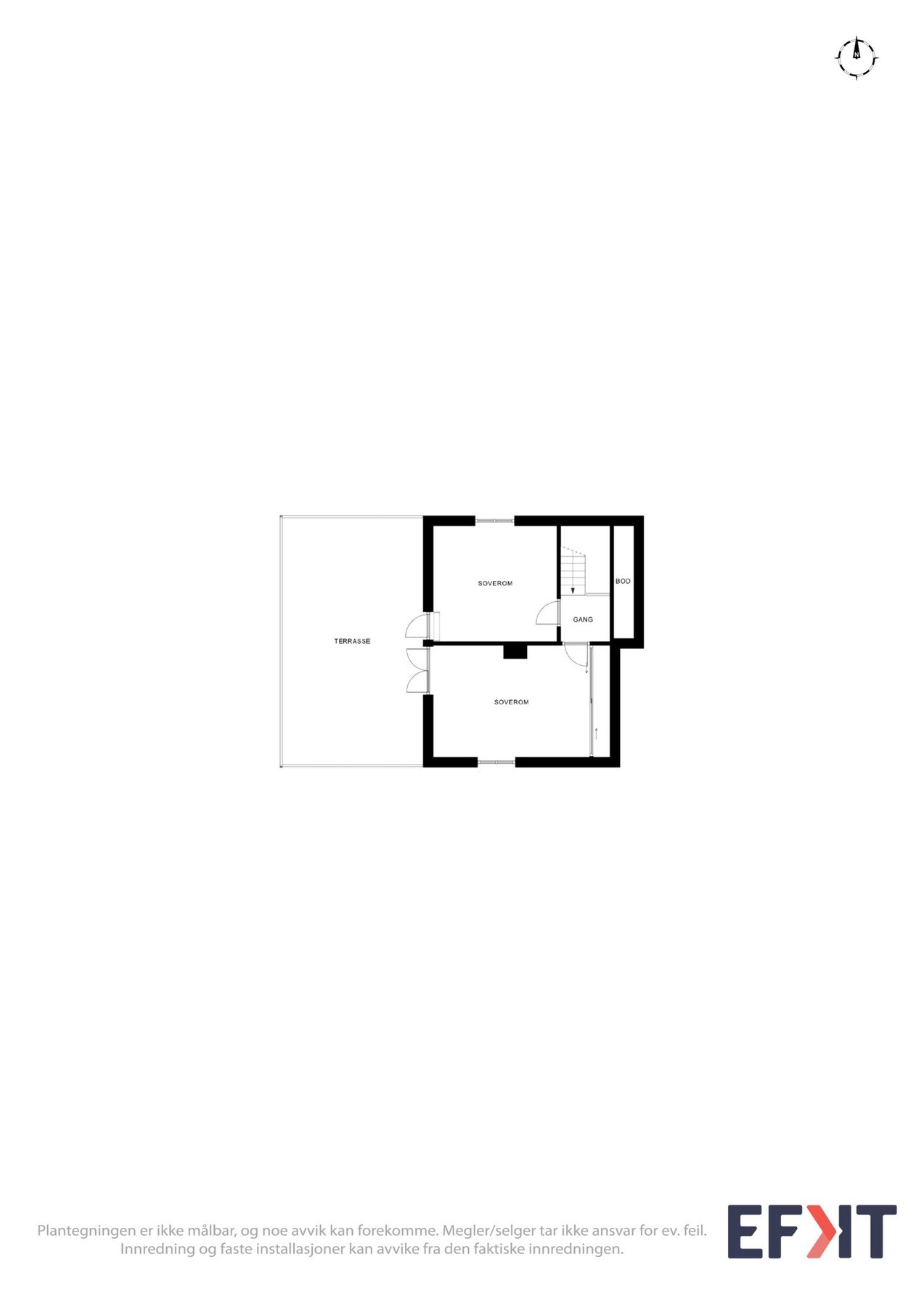 Plantegning 2. etasje.
Det er et stort kryploft i 2 etg med mye lagringsplass Galleribilde
