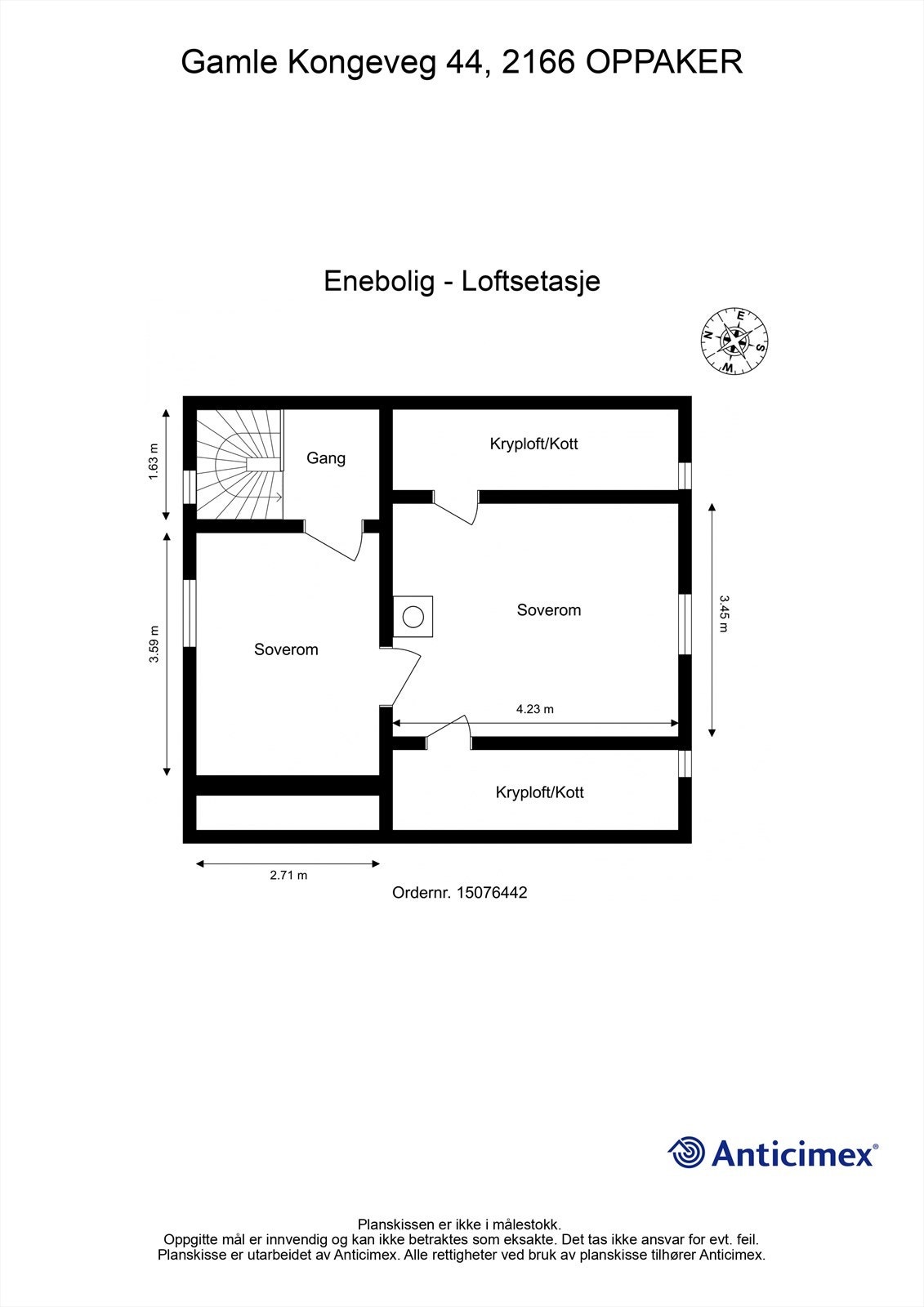Plantegning - Loftsetasje. Galleribilde