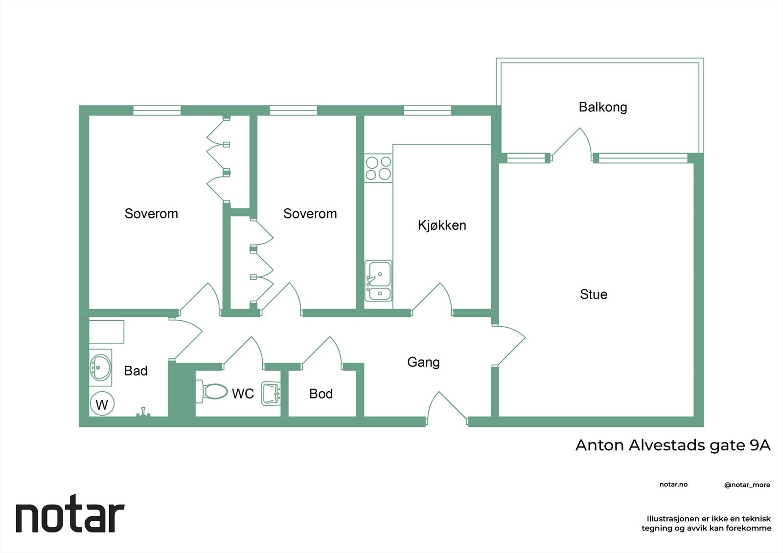 Planskisse av leiligheten Galleribilde