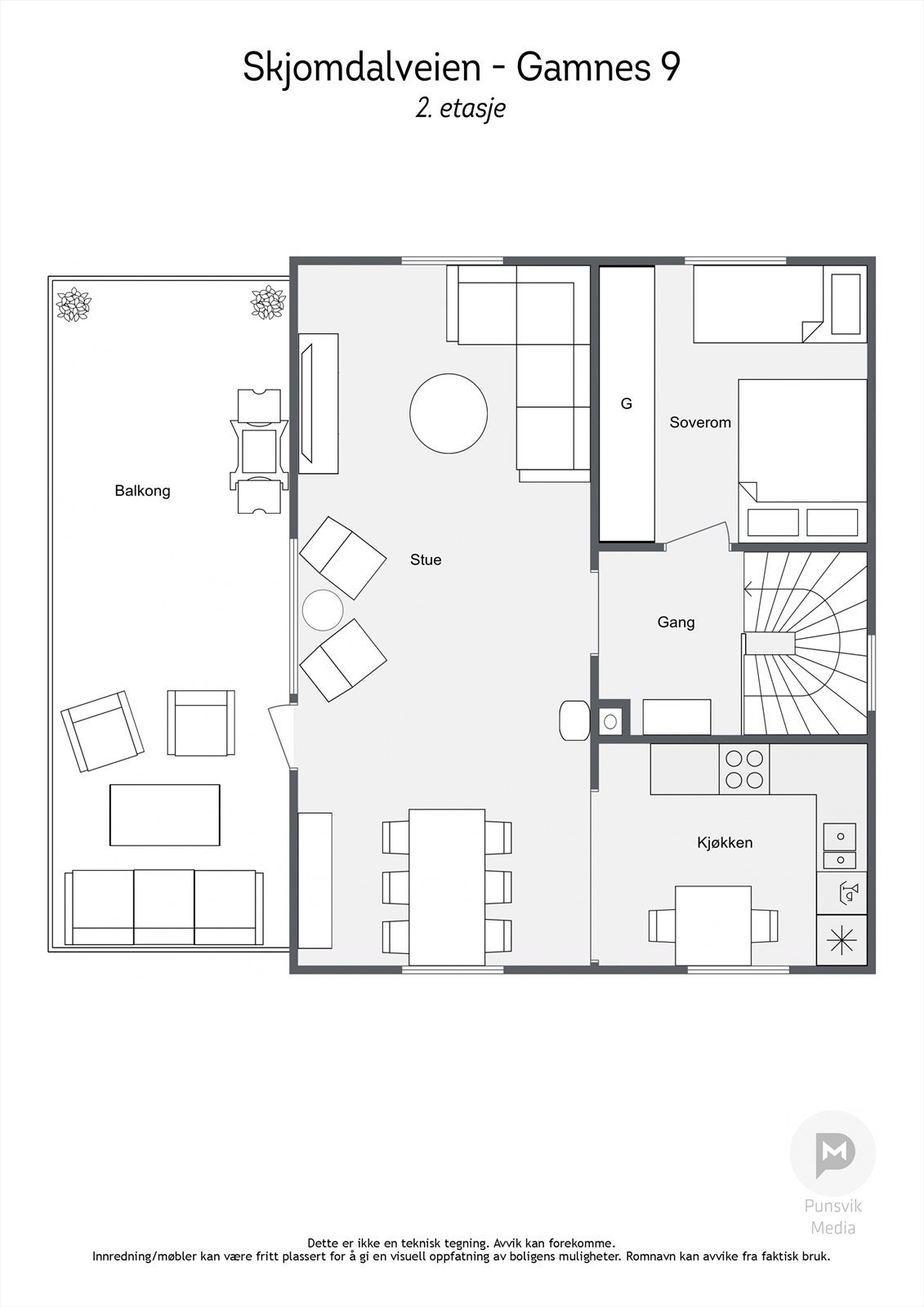 Vi ser raskt på plantegningen, før vi beveger oss opp i 2. etasje. Galleribilde