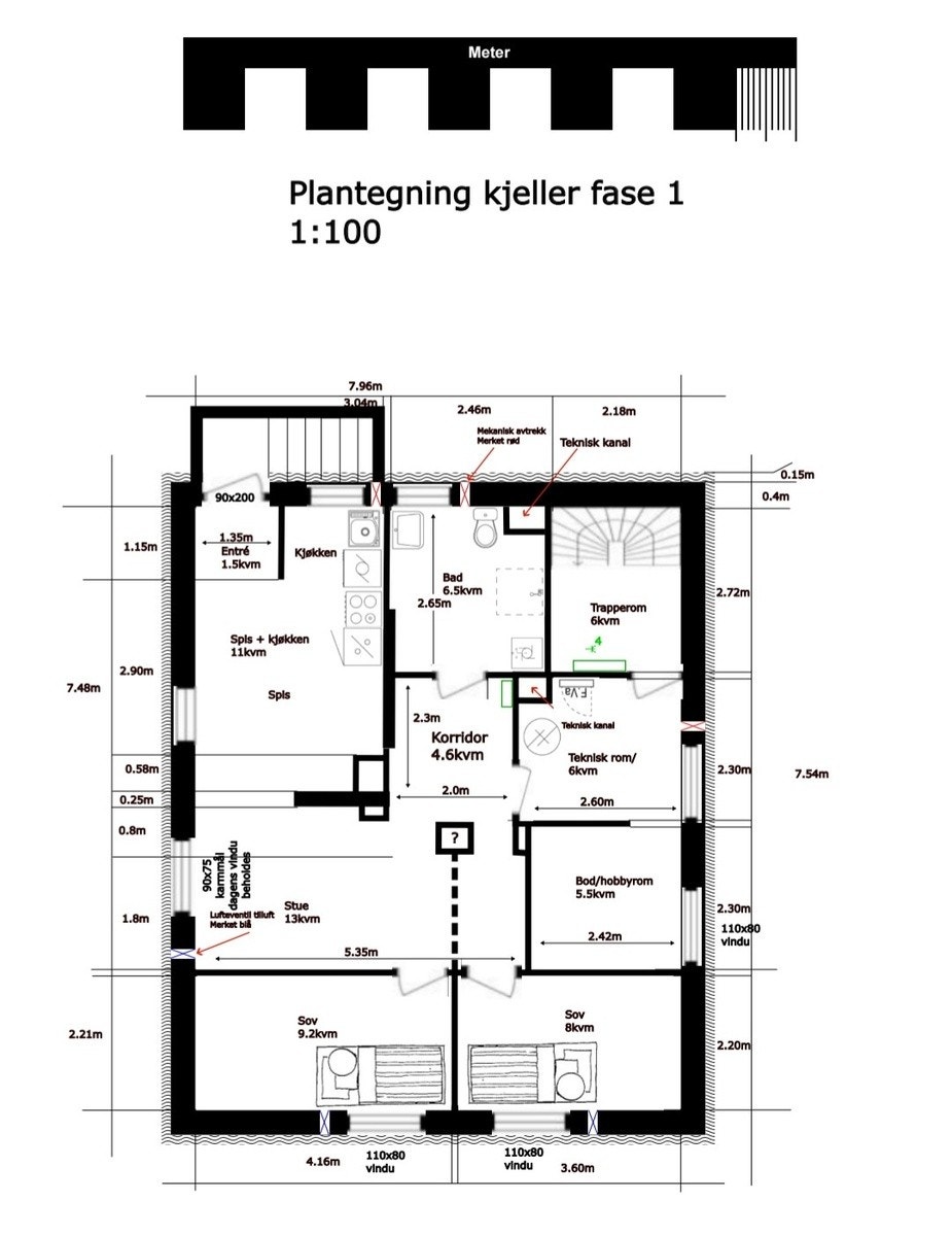 Planløsning av leiligheten. Teknisk rom, bos og trapperom tilhører ikke leiligheten. Galleribilde