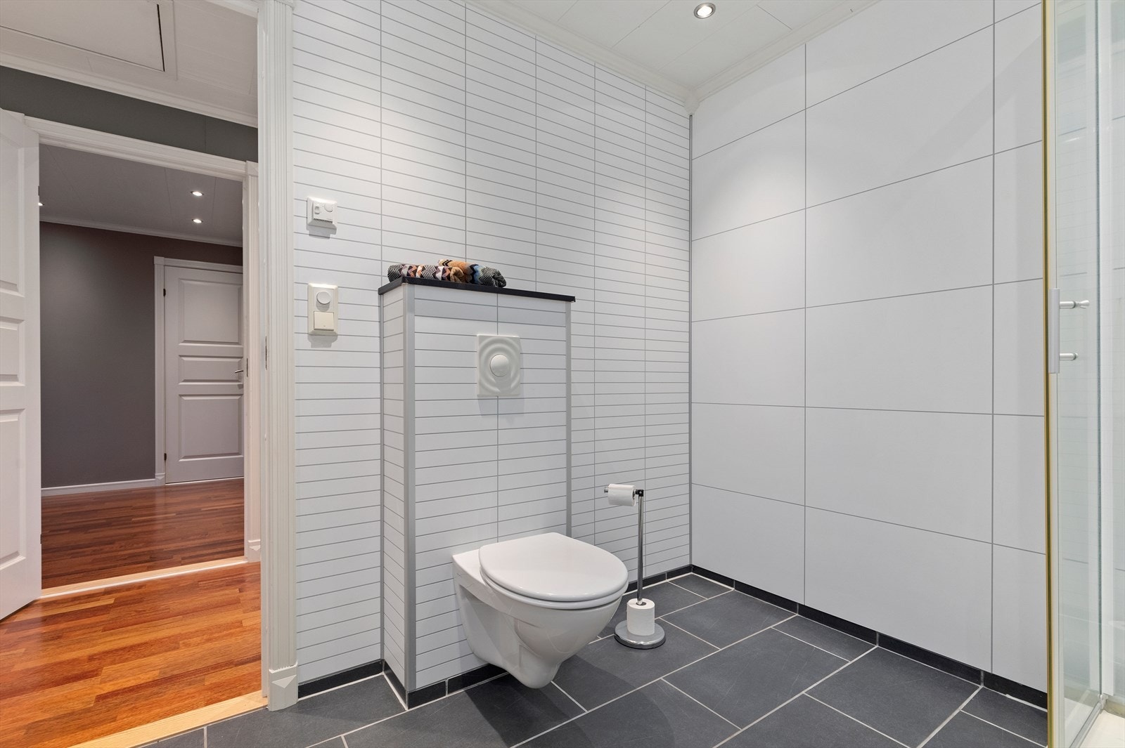 Vegghengt toalett og fine overflater Galleribilde