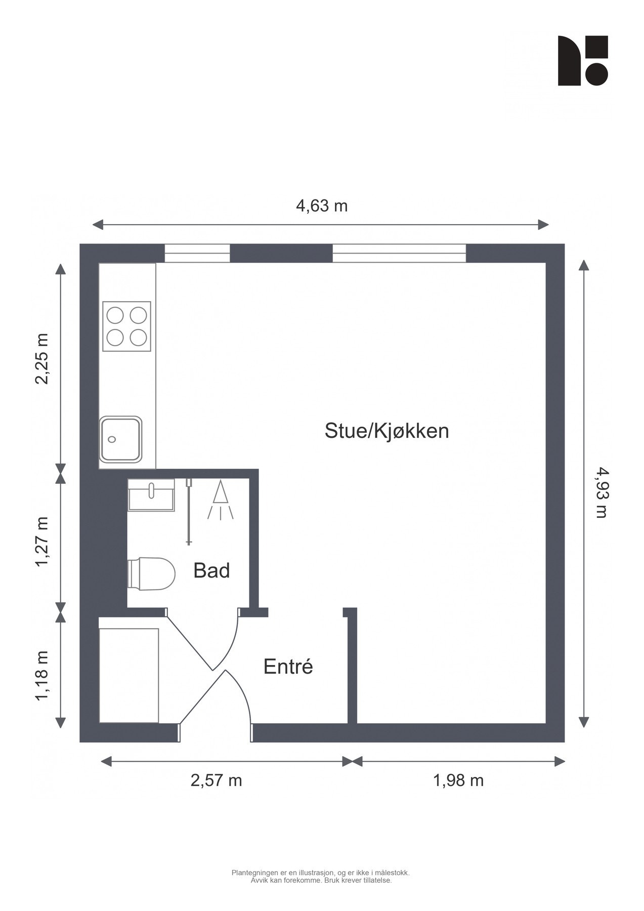 Målsatt plantegning Galleribilde