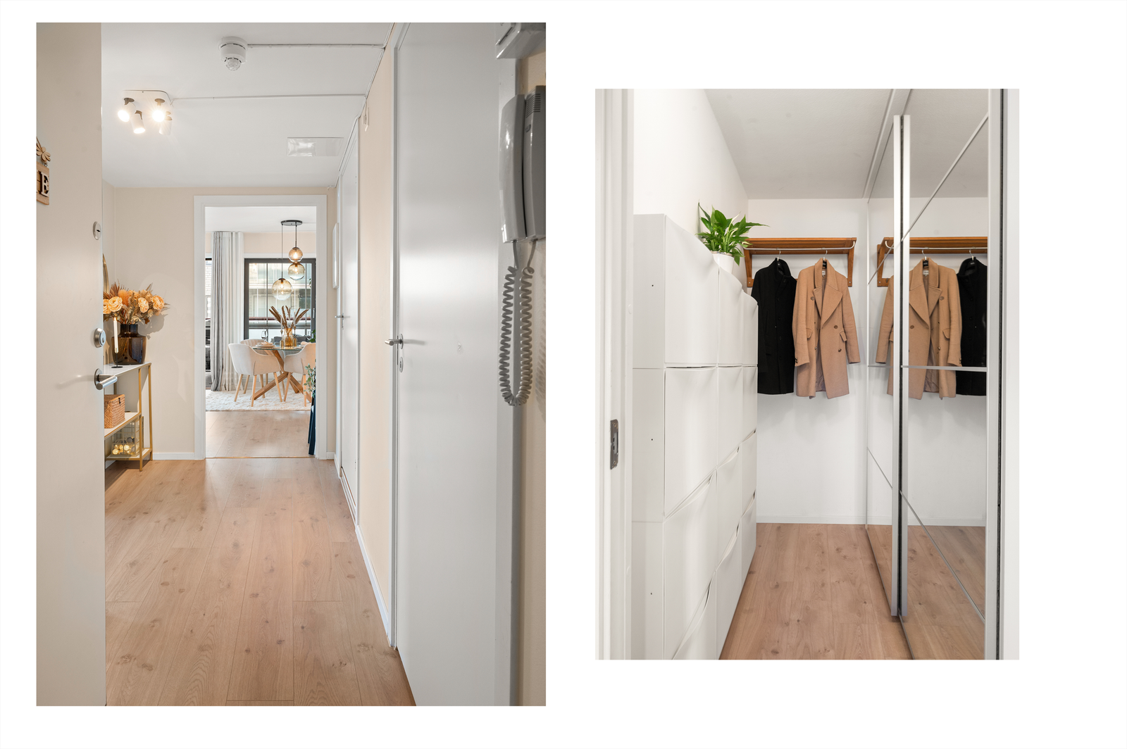 Her er det god plass til garderobeløsninger, og entréen har i tillegg direkte tilgang til en praktisk, innvendig bod som i dag benyttes til ekstra oppbevaring. Galleribilde