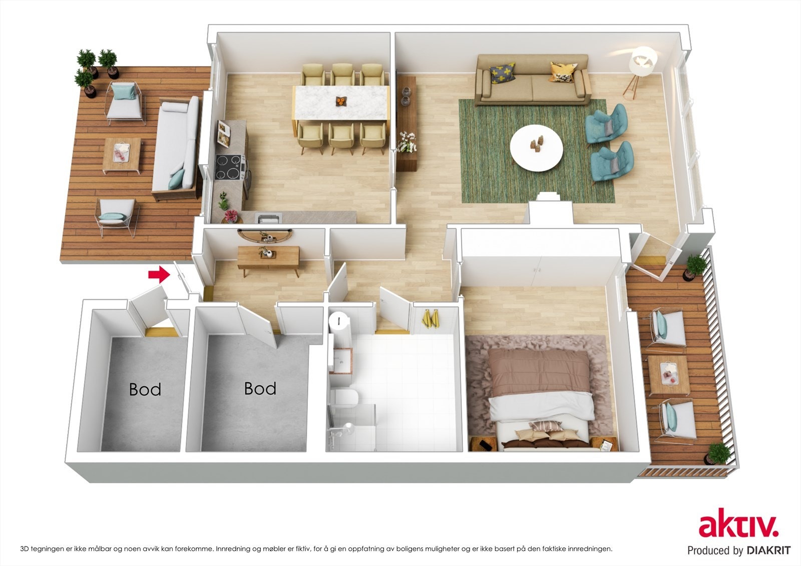 3D Plantegning Galleribilde