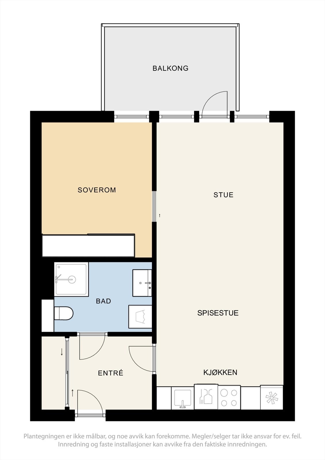Plantegning - Leiligheten ligger fritt til i byggets 4.etasje. Galleribilde