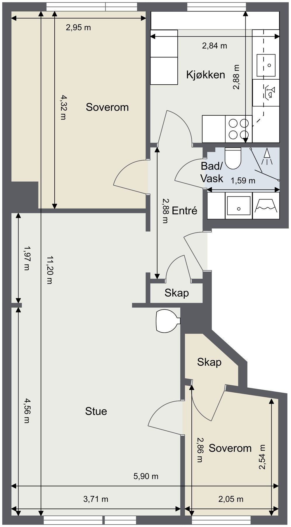 Plantegning. Skissen er ikke målbar og avvik kan forekomme. Galleribilde